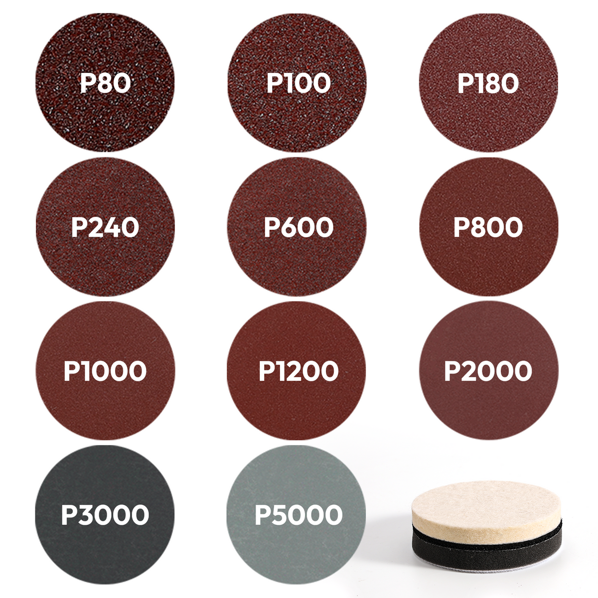Resiners® 110 Pcs 2 Inch Sanding Discs, Hook & Loop 80-5000 Grit Sandpaper