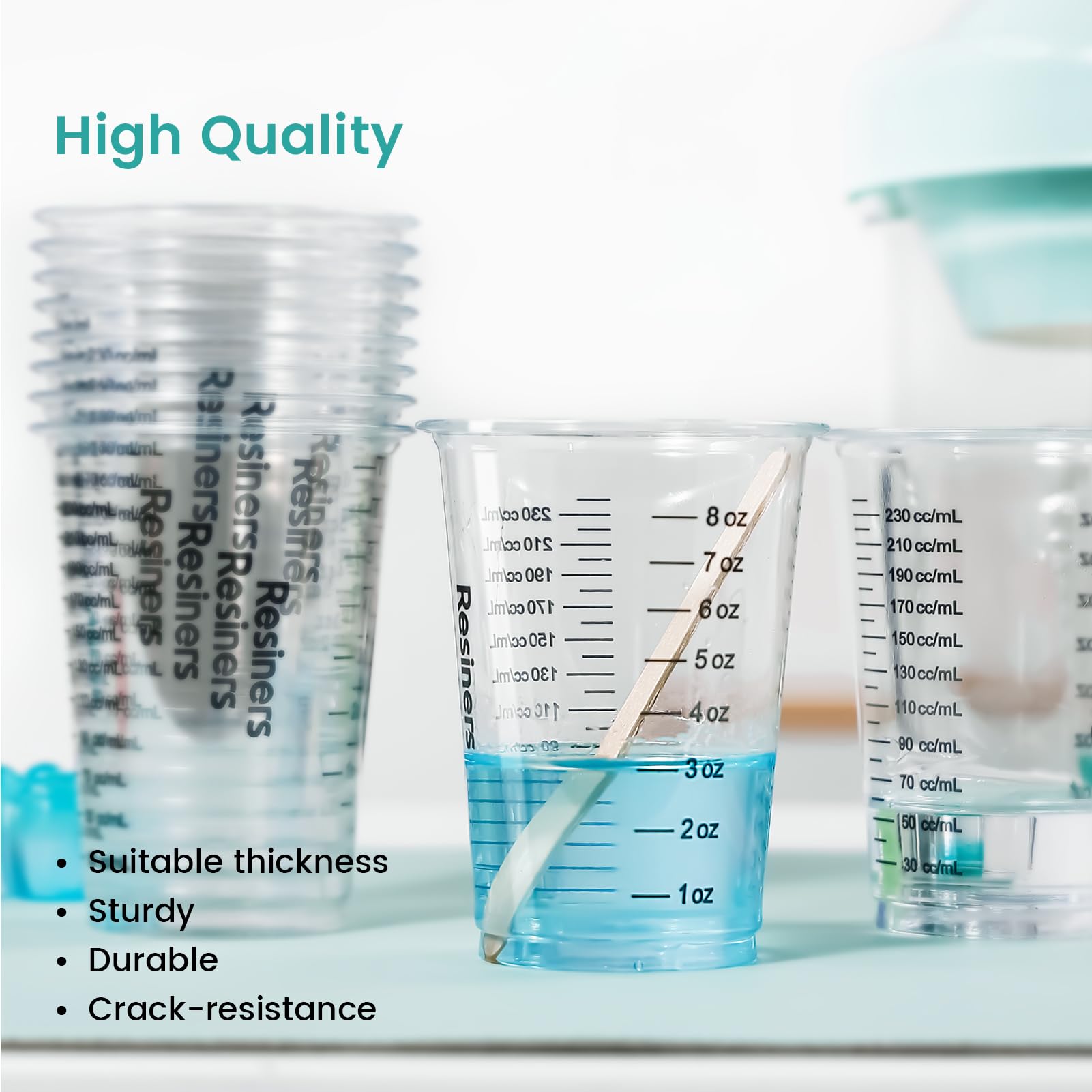 Resiners® Disposable Epoxy Resin Plastic Measuring Mixing Cups with Wooden Stir Sticks