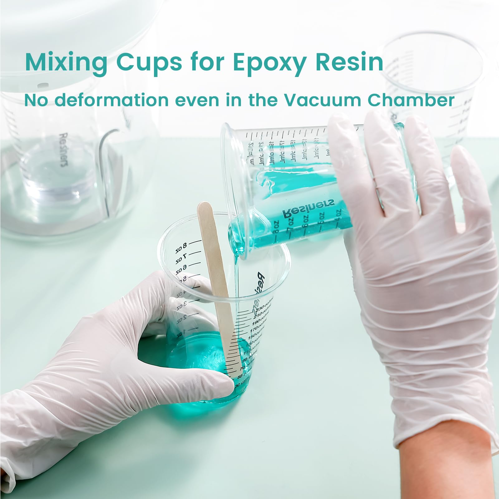 Resiners® Disposable Epoxy Resin Plastic Measuring Mixing Cups with Wooden Stir Sticks