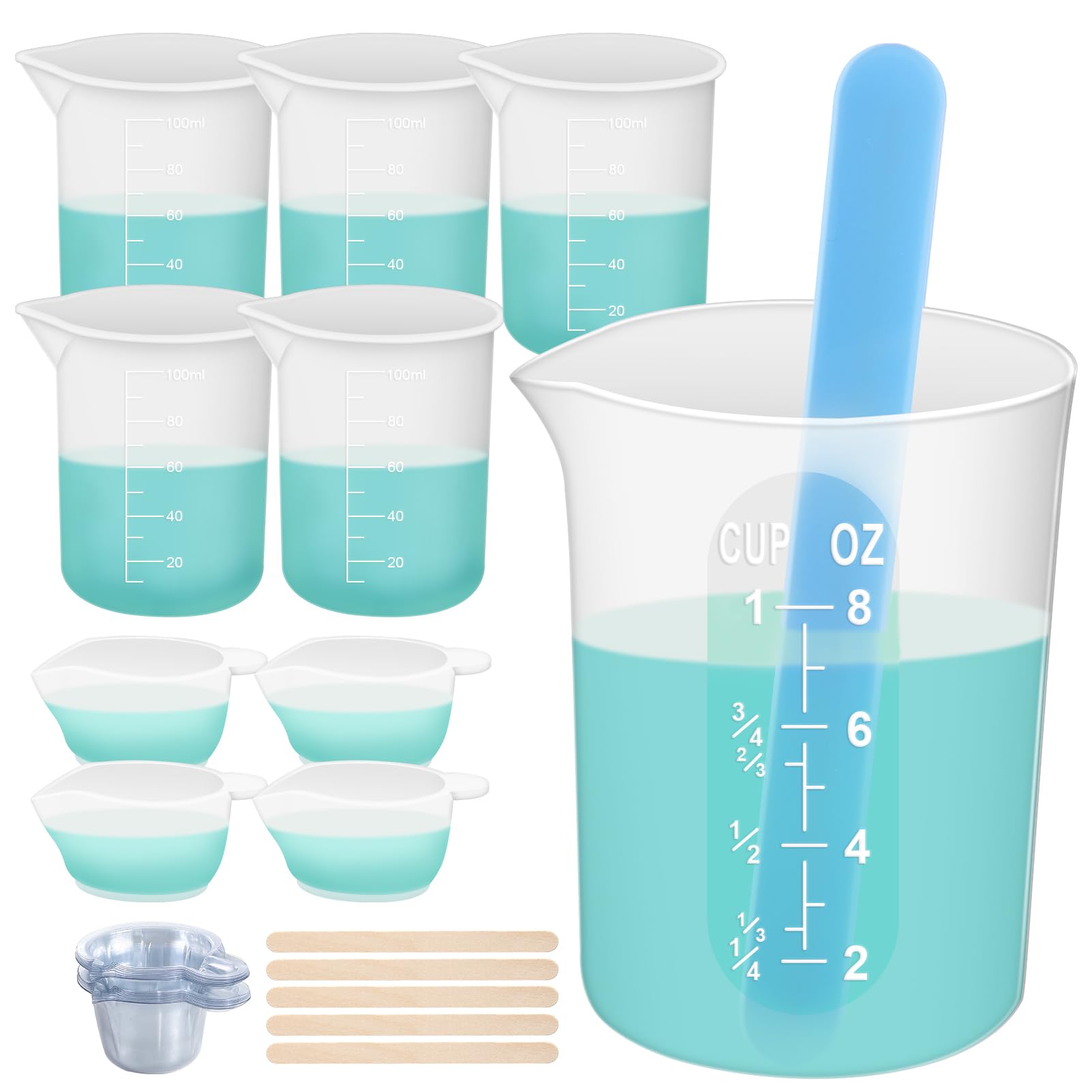 Silicone Resin Measuring Cups Tool Kit- Nicpro 250 & 100 ml Measure Cu