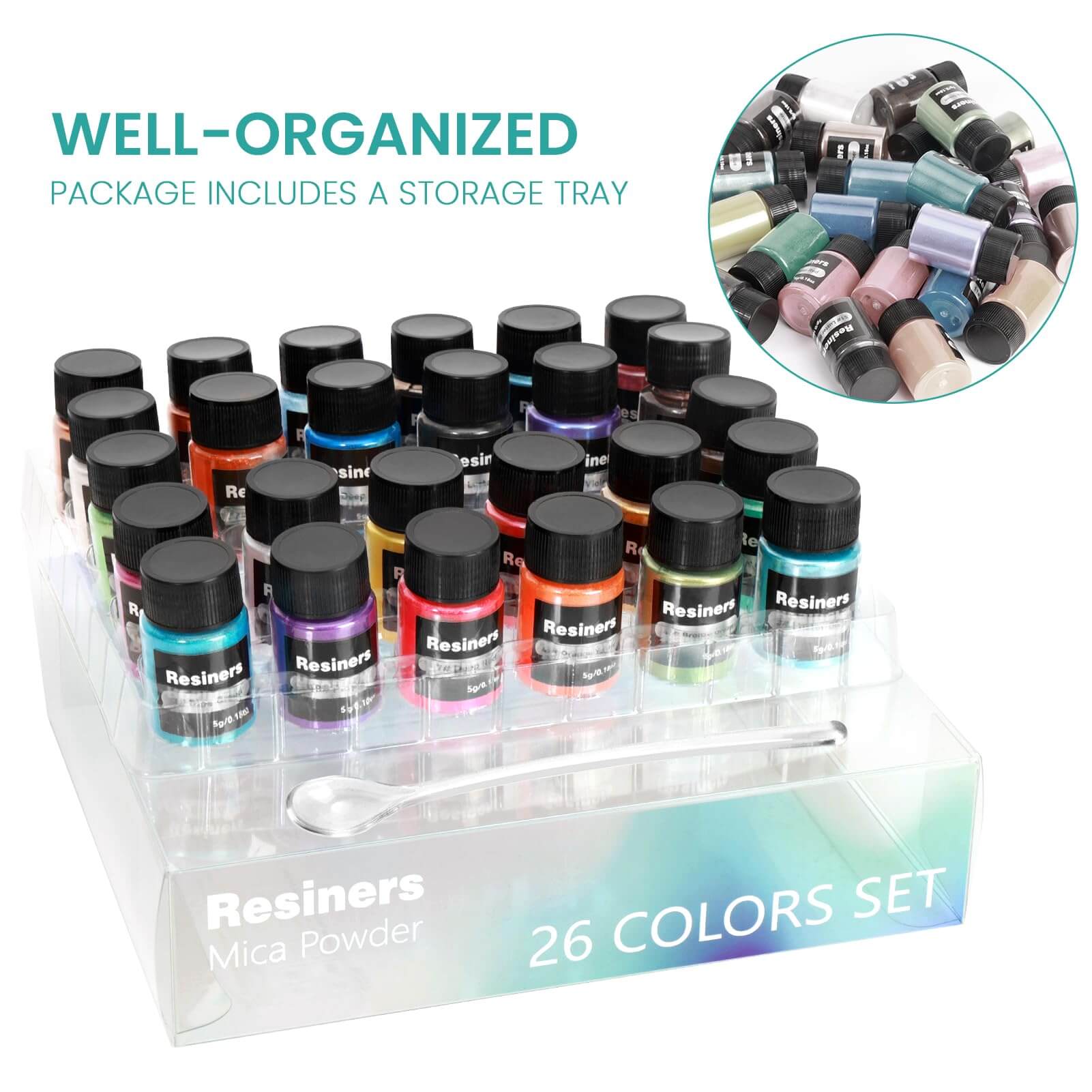 Resiners® 26 Colors Mica Powder Set - 0.175oz(5g)/Bottle
