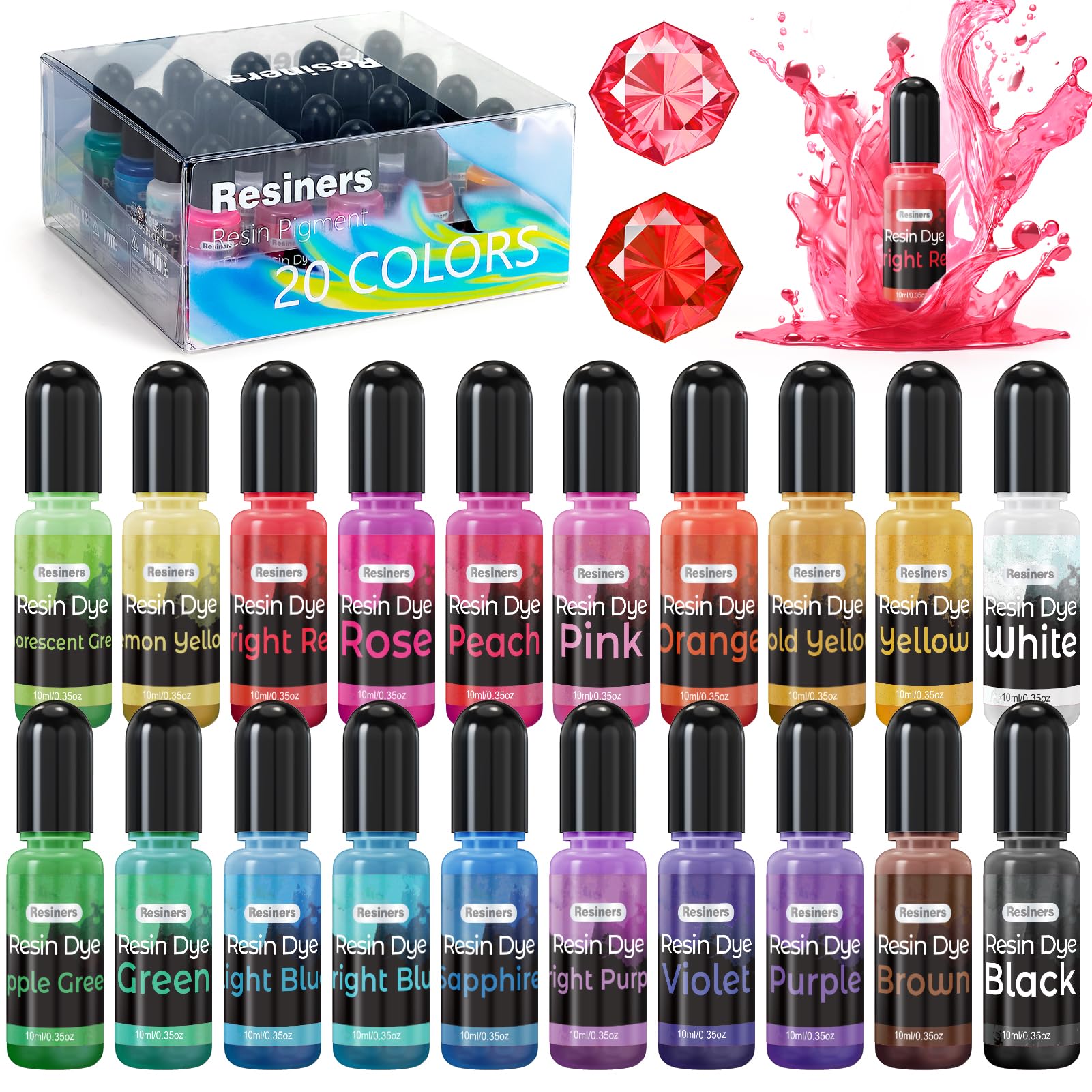 Epoxy Resin Color, 24 Vibrant Colors Resin Pigment Liquid - High  Concentrated Resin Color Pigment, Epoxy Resin Dye Paint for Jewelry Making,  DIY Resin Crafts : : Home
