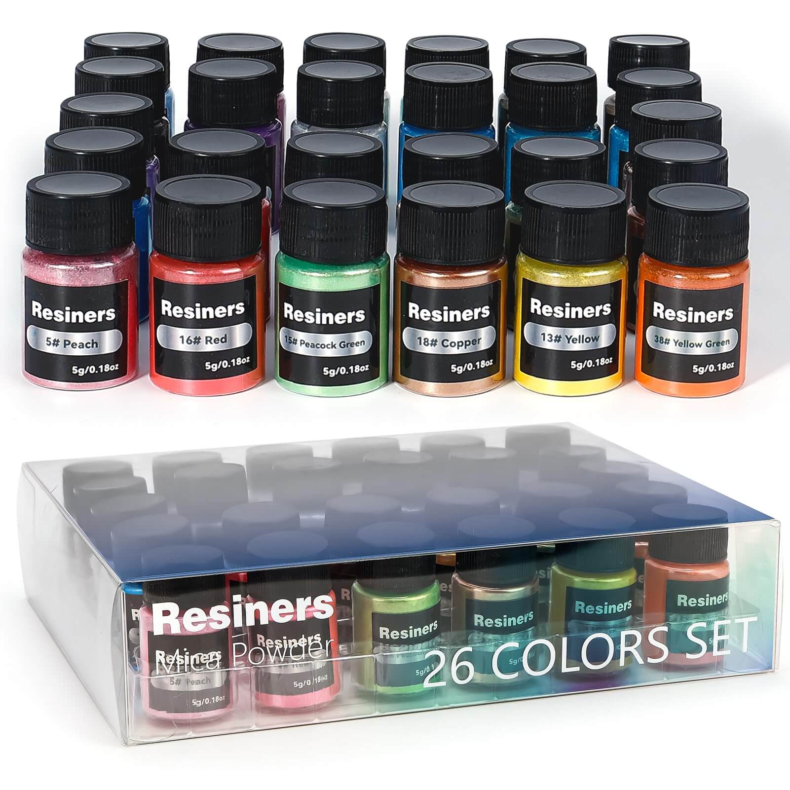 Resiners® 26 Colors Mica Powder Set - 0.175oz(5g)/Bottle