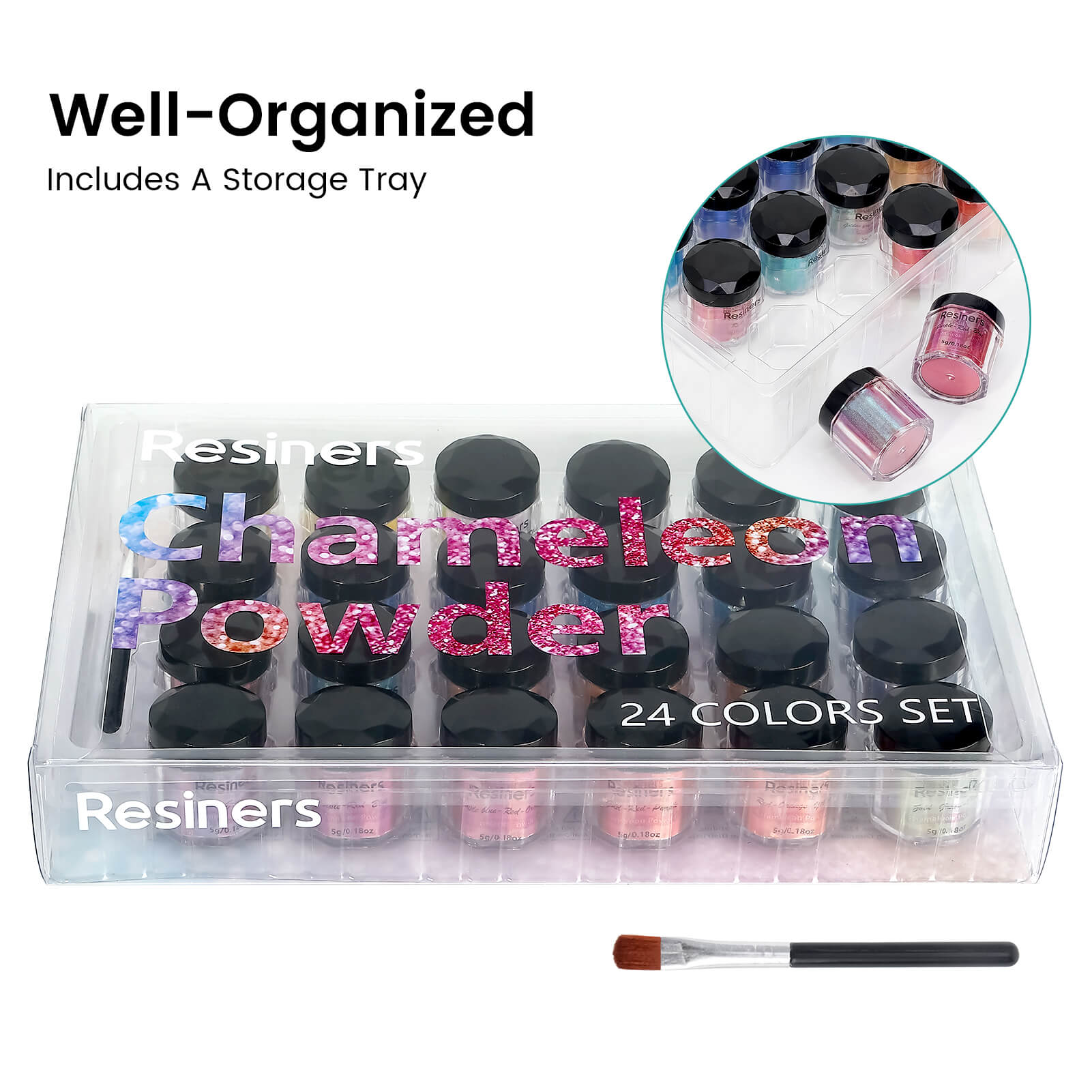 Resiners® 24 Colors Chameleon Mica Powder Set - 0.175oz(5g)/Bottle