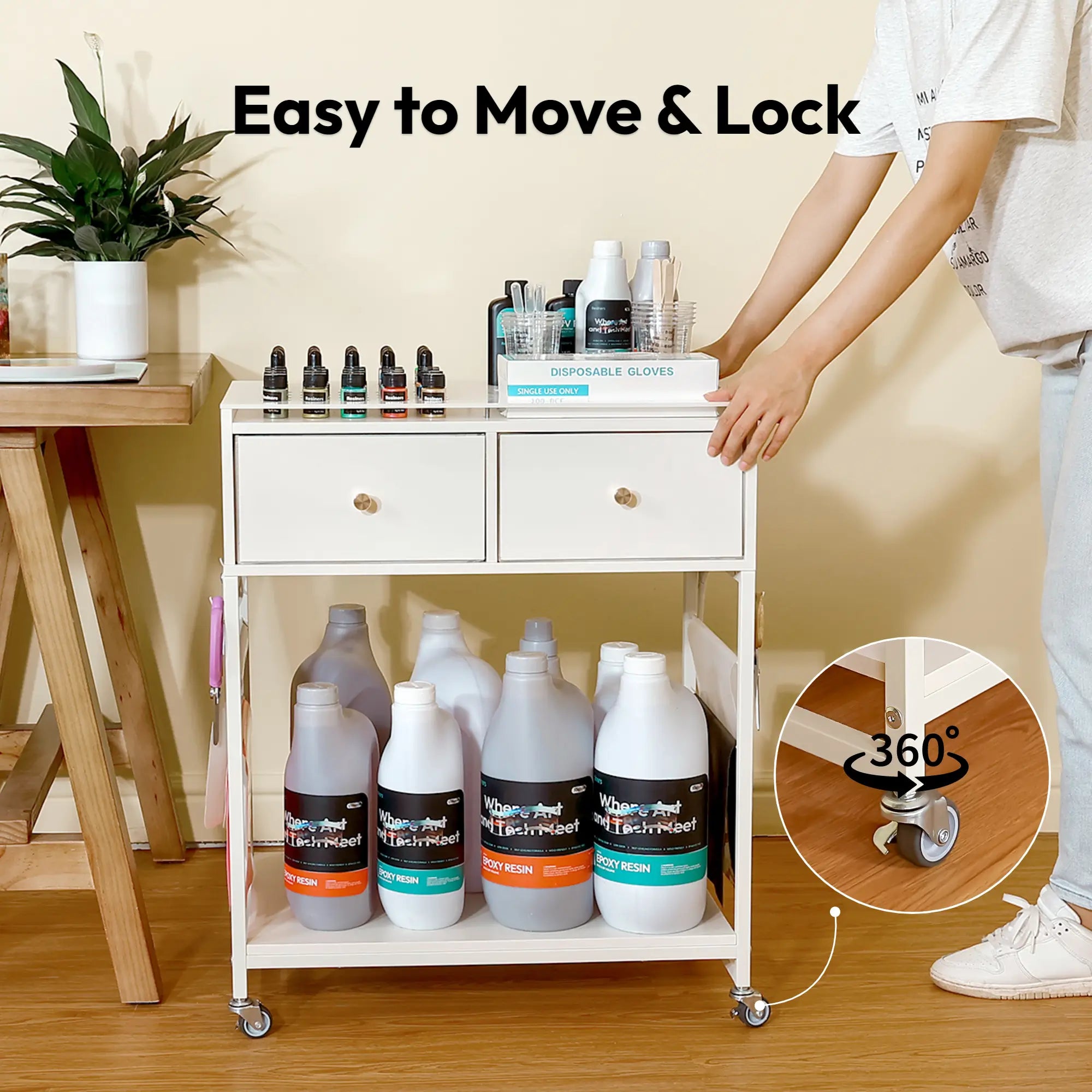 Resiners Resin Craft Organizer Cart with Wheels