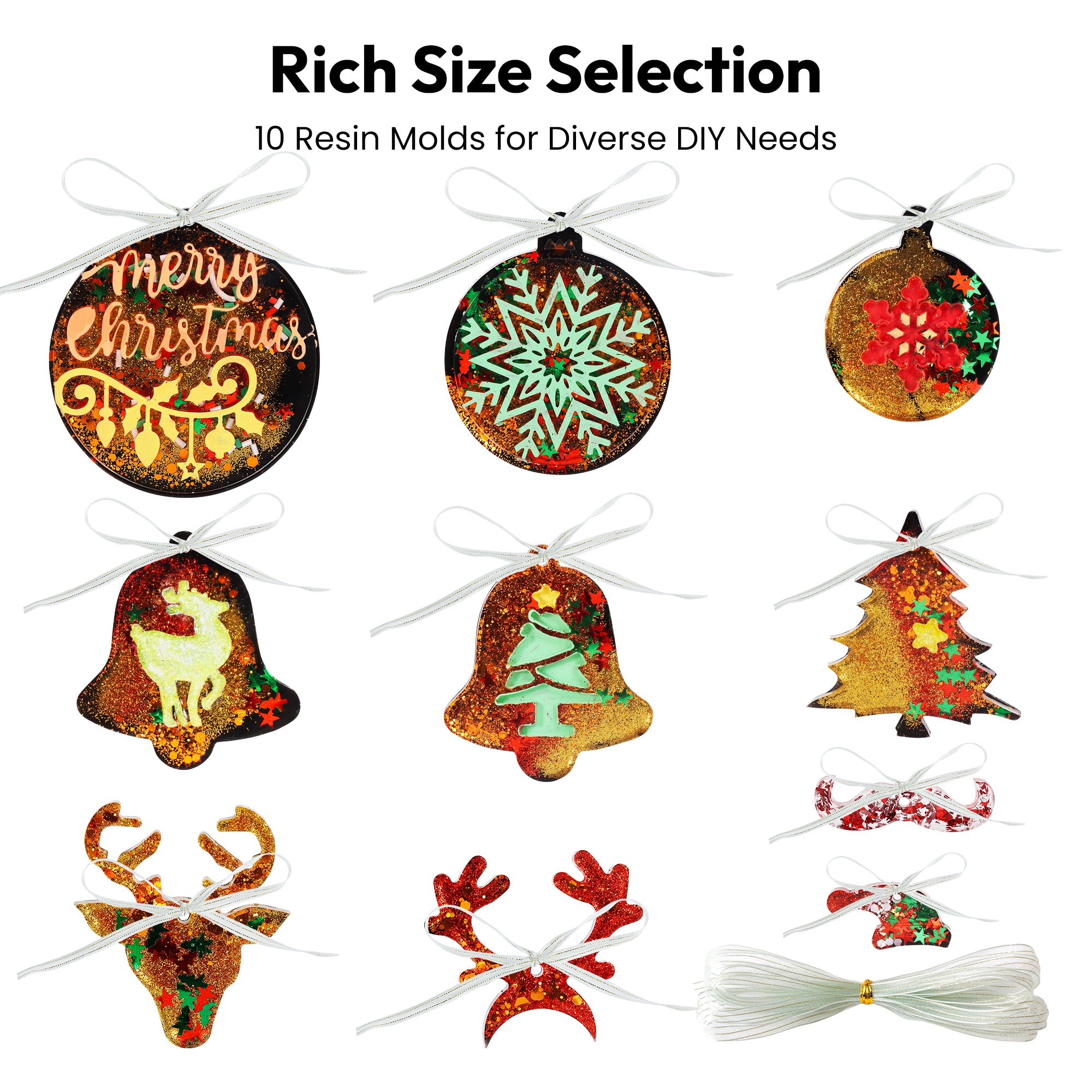 Resiners® Christmas Silicone Mold Set with Ribbon