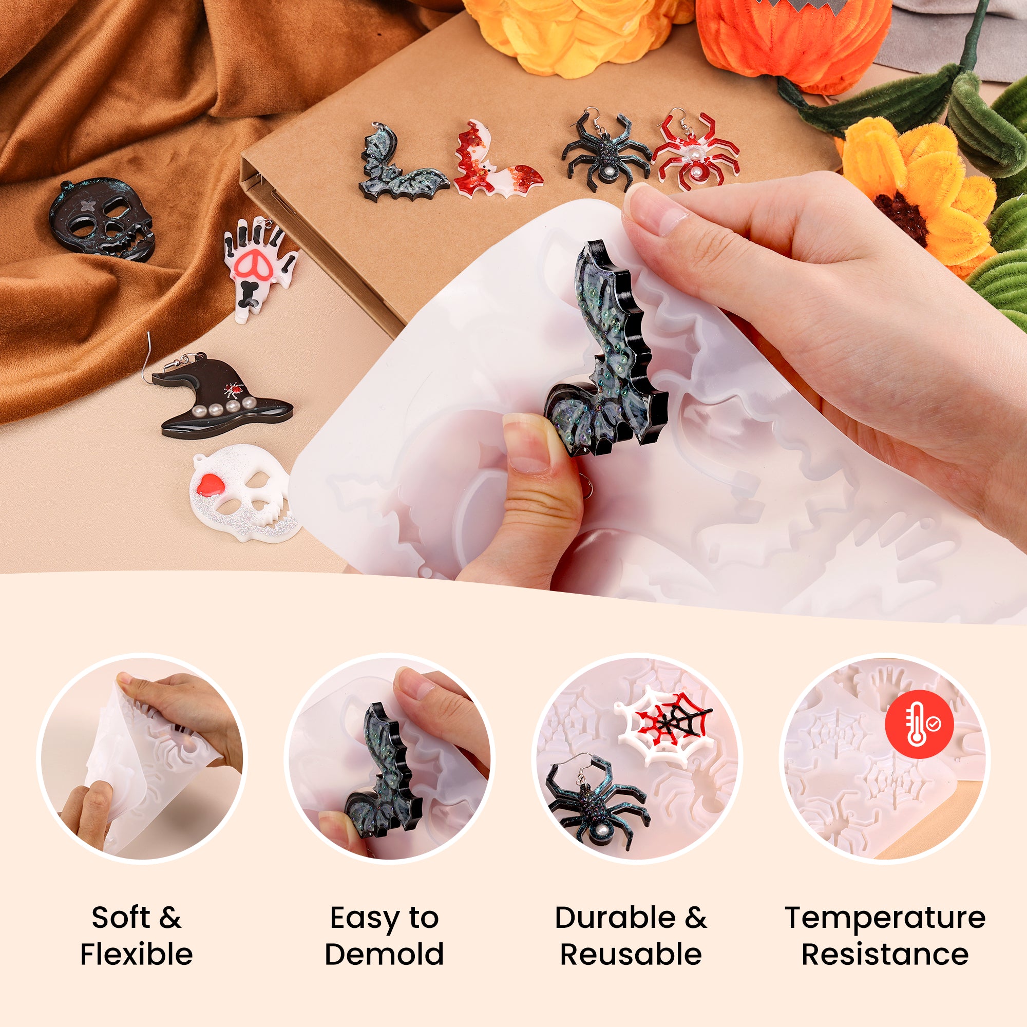 Resiners Halloween Resin Earring Molds with Holes