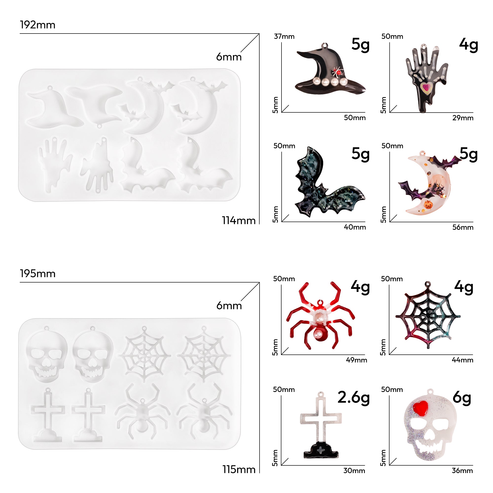 Resiners Halloween Resin Earring Molds with Holes