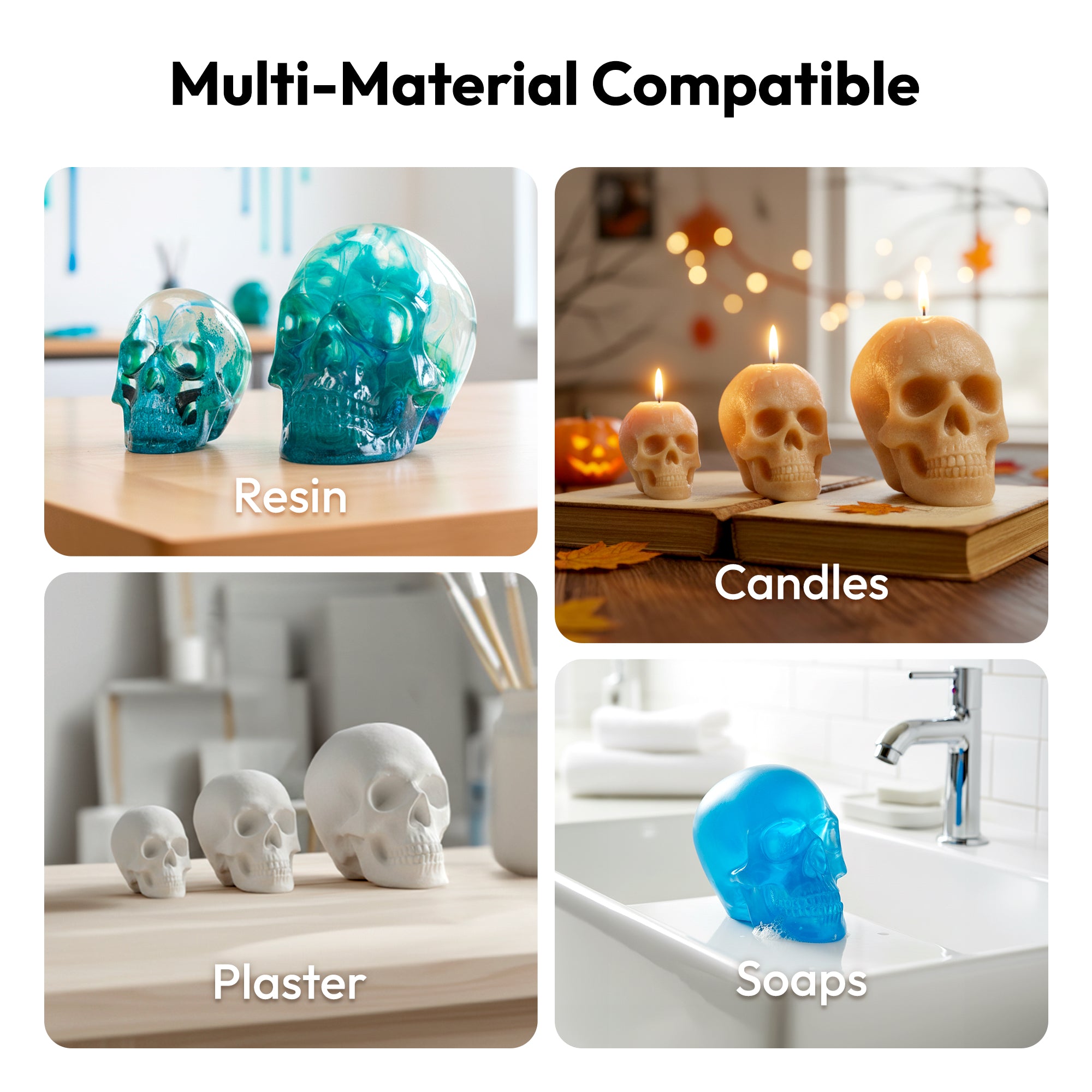 Resiners 3D Skull Molds for Resin