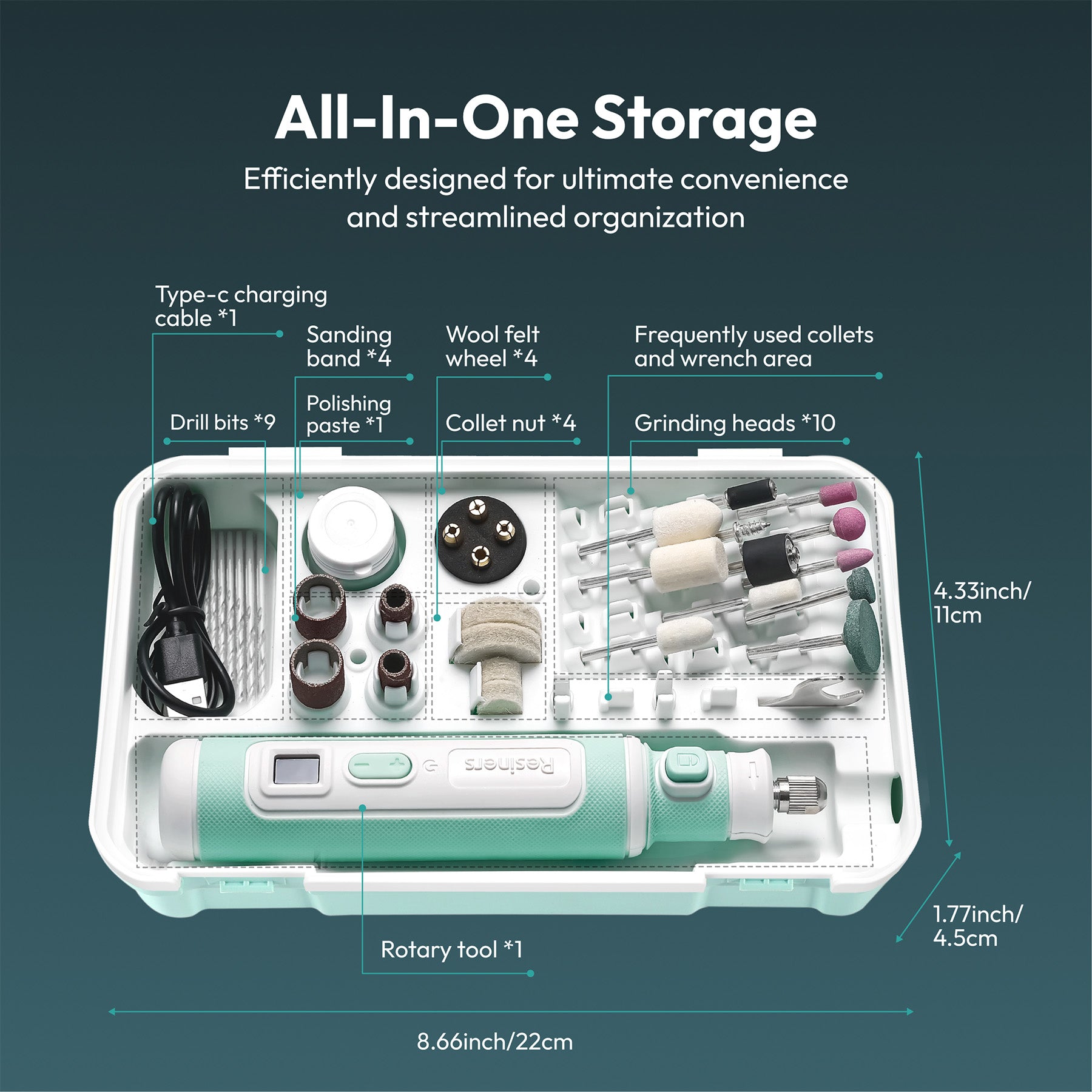Resiners® Cordless Rotary Tool Kit for Resin Drilling and Polishing