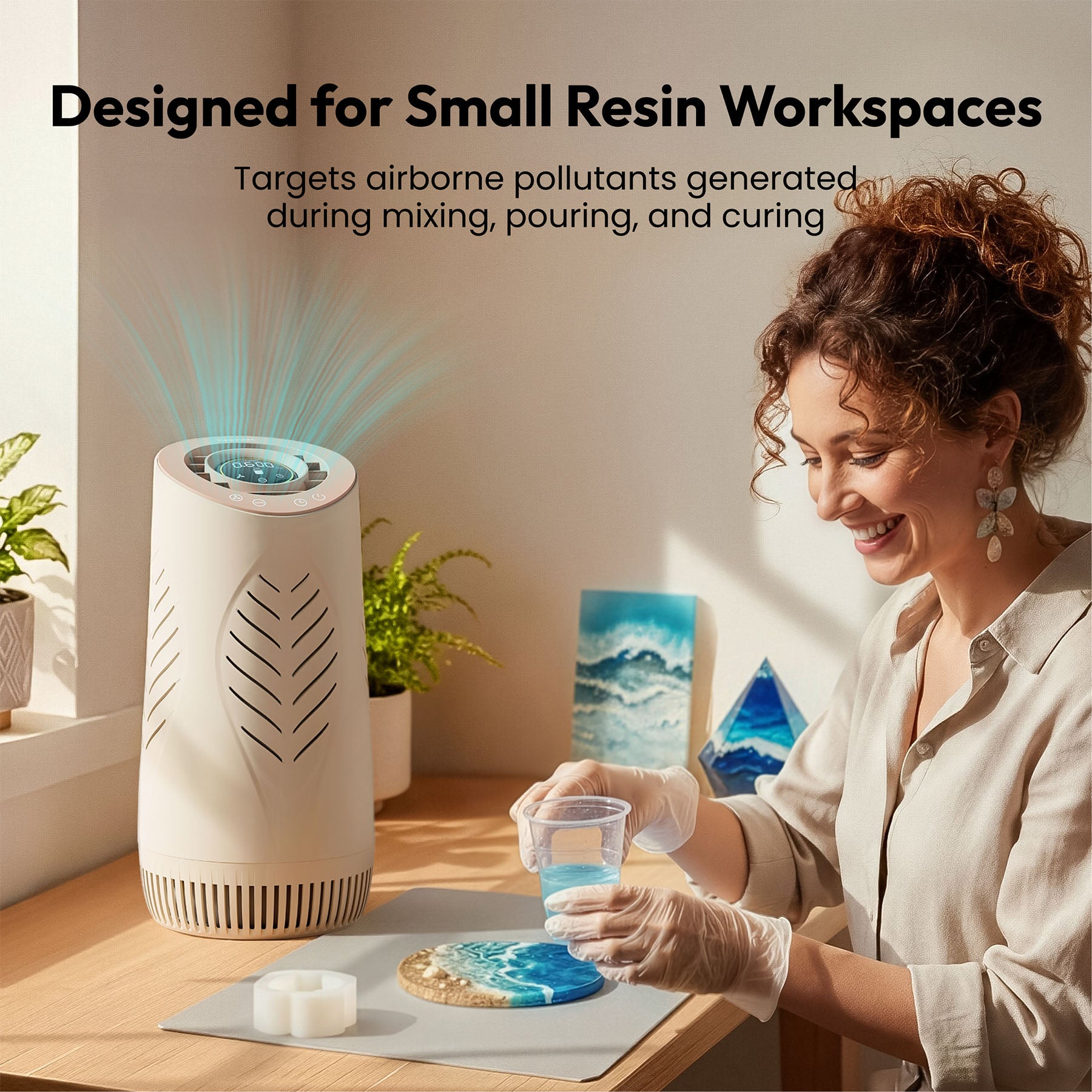 Resiners Warm Sand White Resin Air Purifier Lite