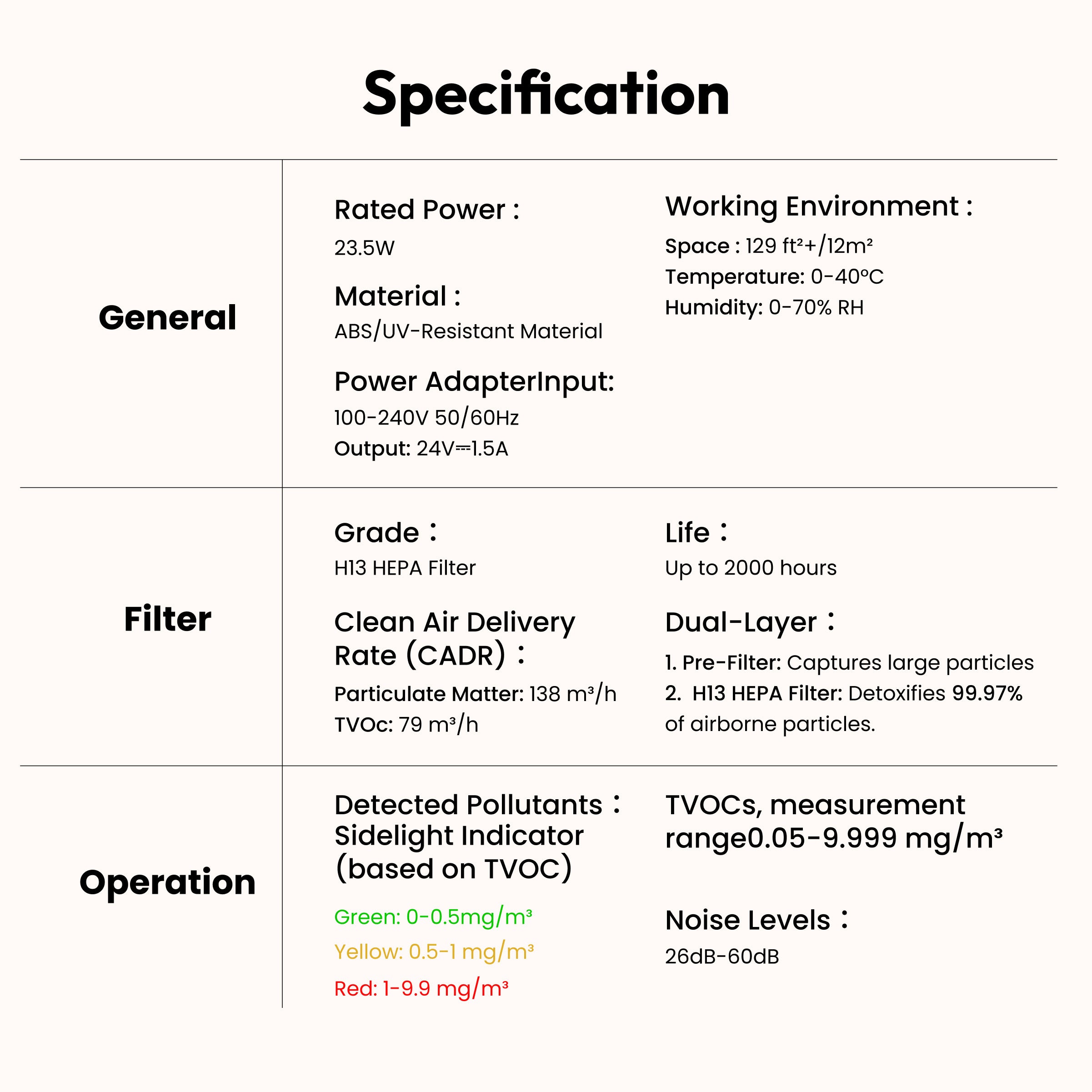 Resiners Warm Sand White Resin Air Purifier Lite