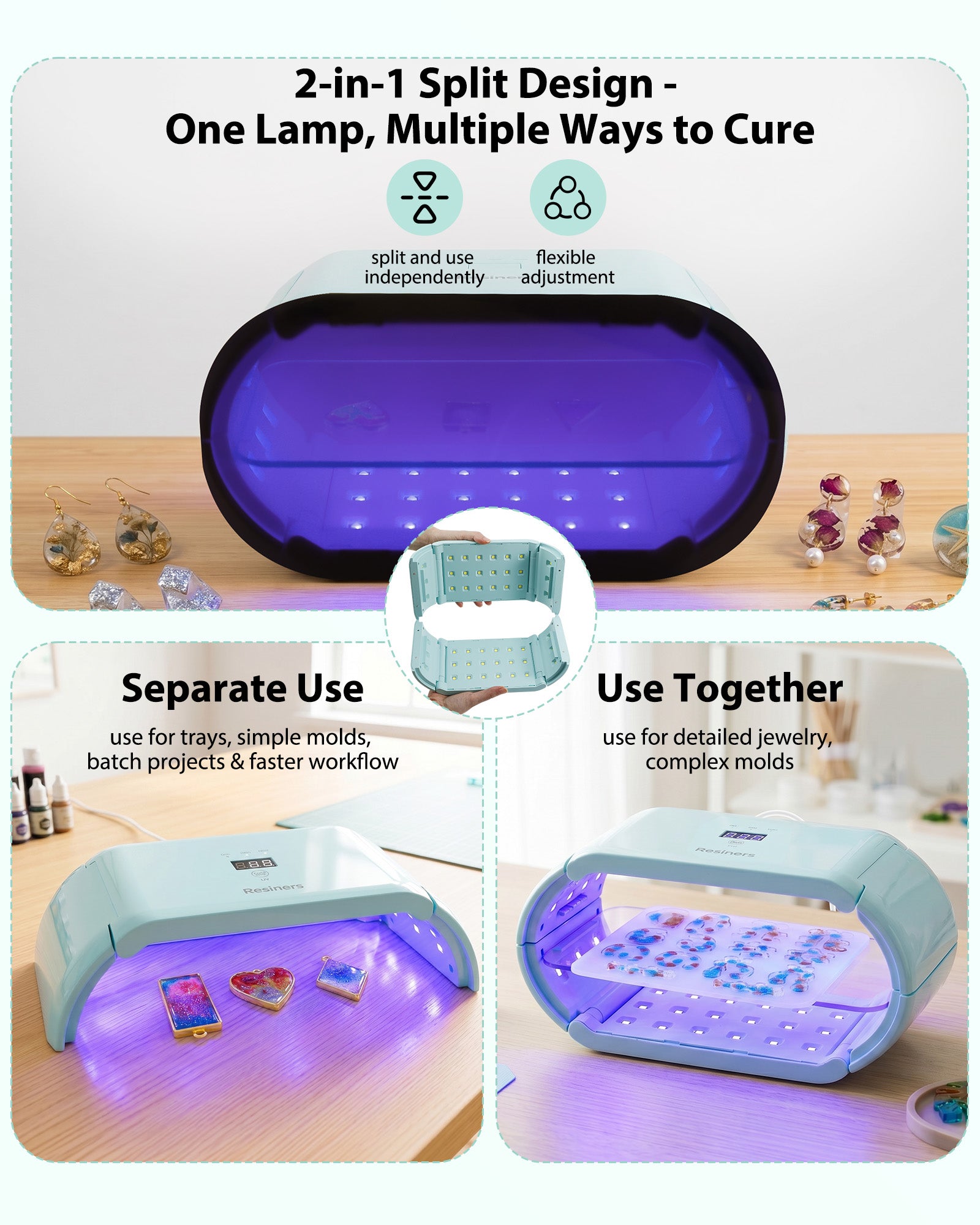 Resiners® Magnetic 360° Surround LED Coverage UV Light