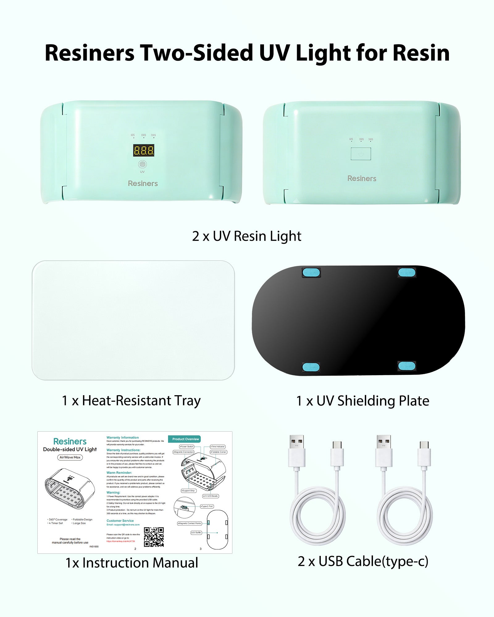 Resiners® Magnetic 360° Surround LED Coverage UV Light