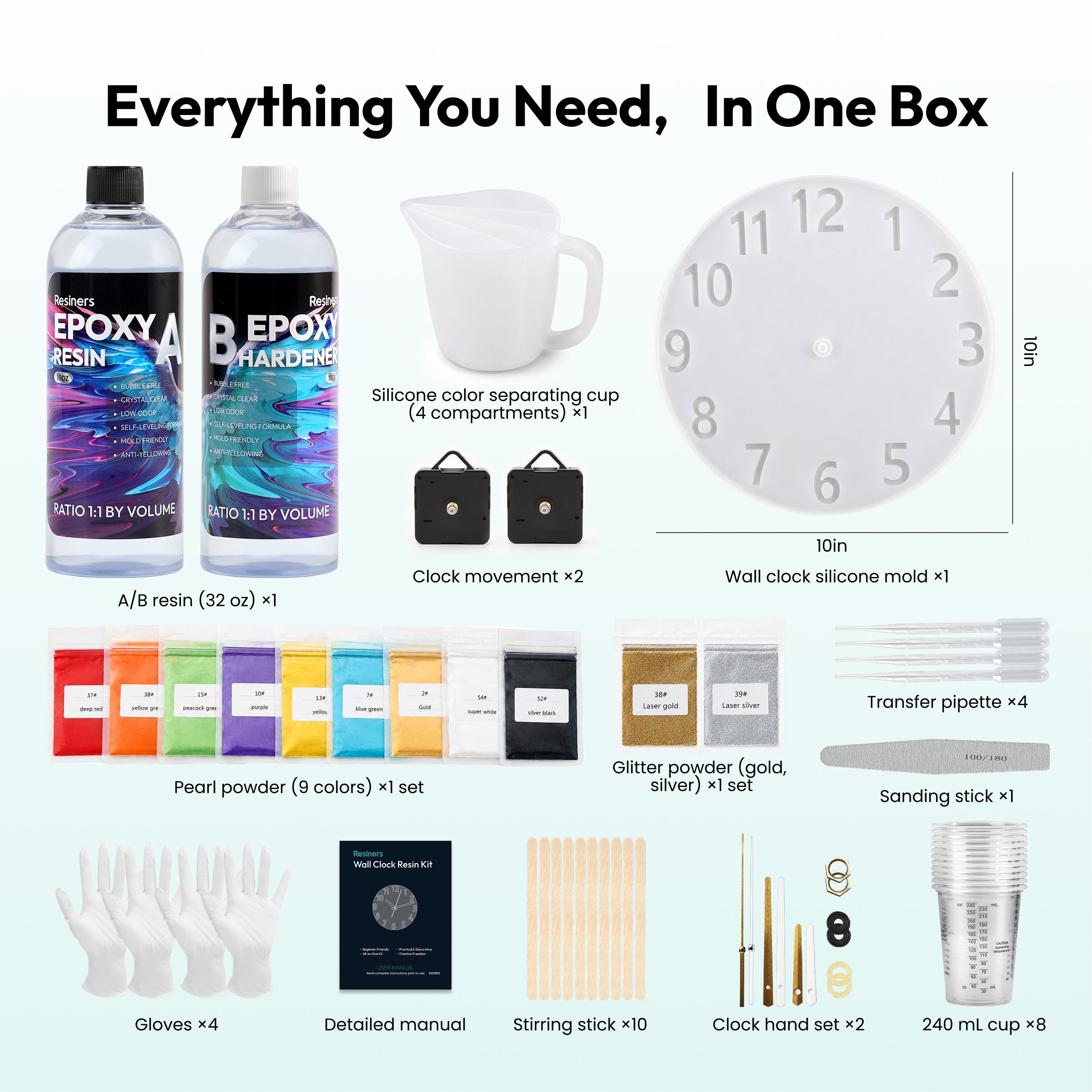 Resiners® DIY Resin Wall Clock Making Kit