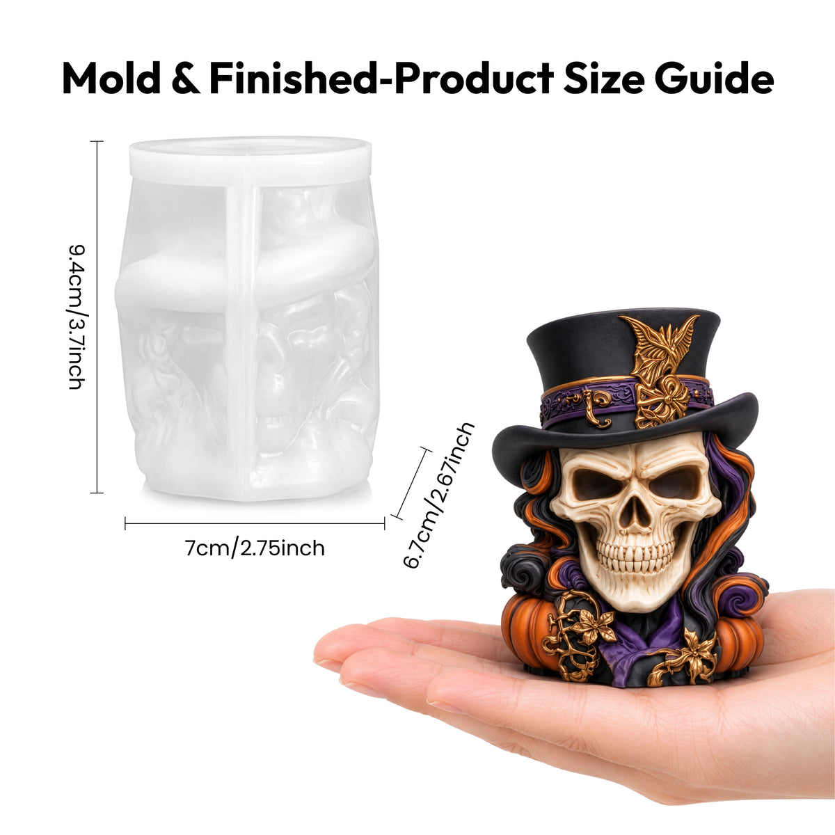 Resiners® 3D Top Hat Skull Halloween Mold