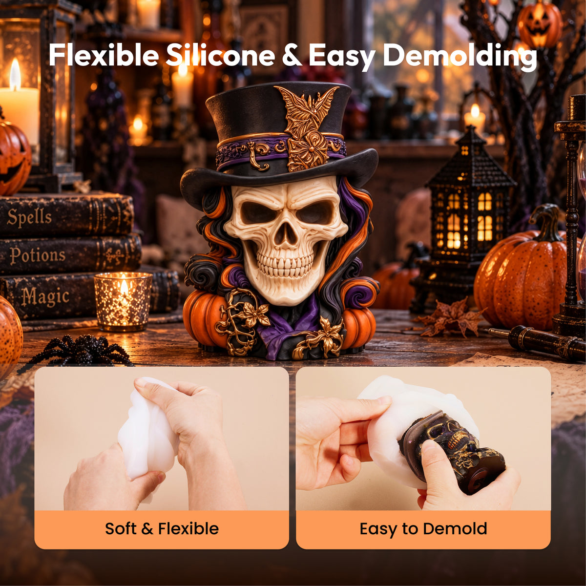 Resiners® 3D Top Hat Skull Halloween Mold