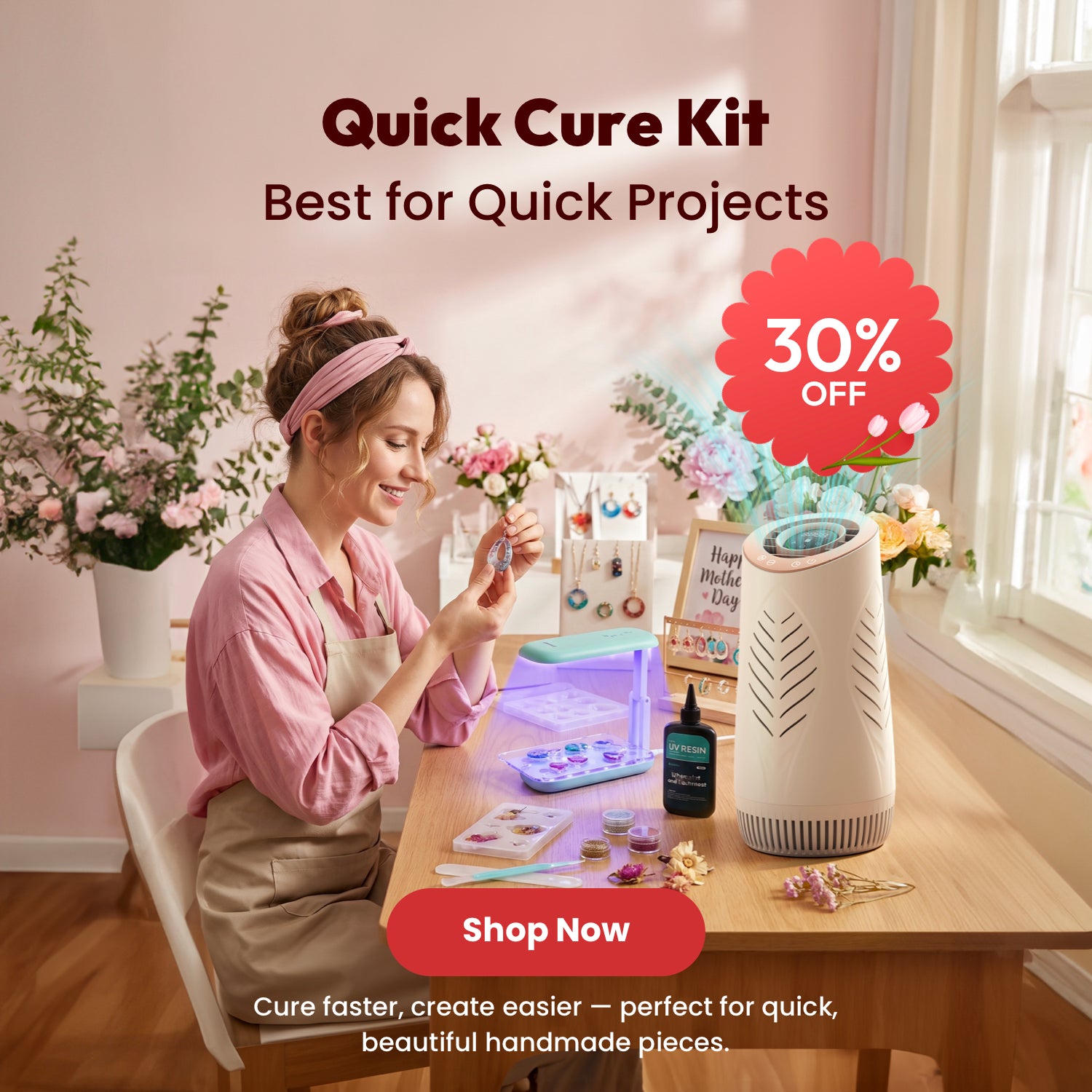 Quick Cure Kit(Purair Lite Purifier+250g UV Resin+Double-Sided UV Light)