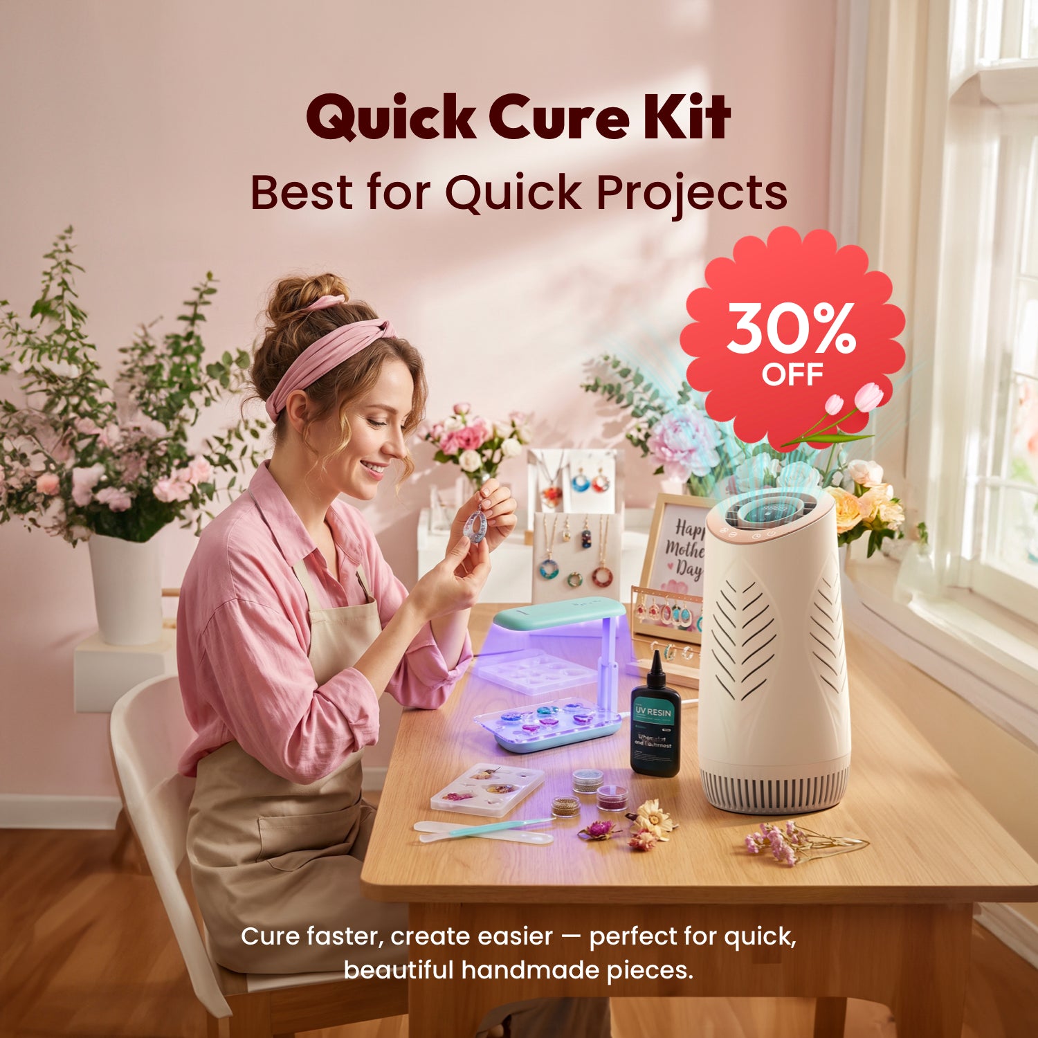 Quick Cure Kit(Purair Lite Purifier+250g UV Resin+Double-Sided UV Light)