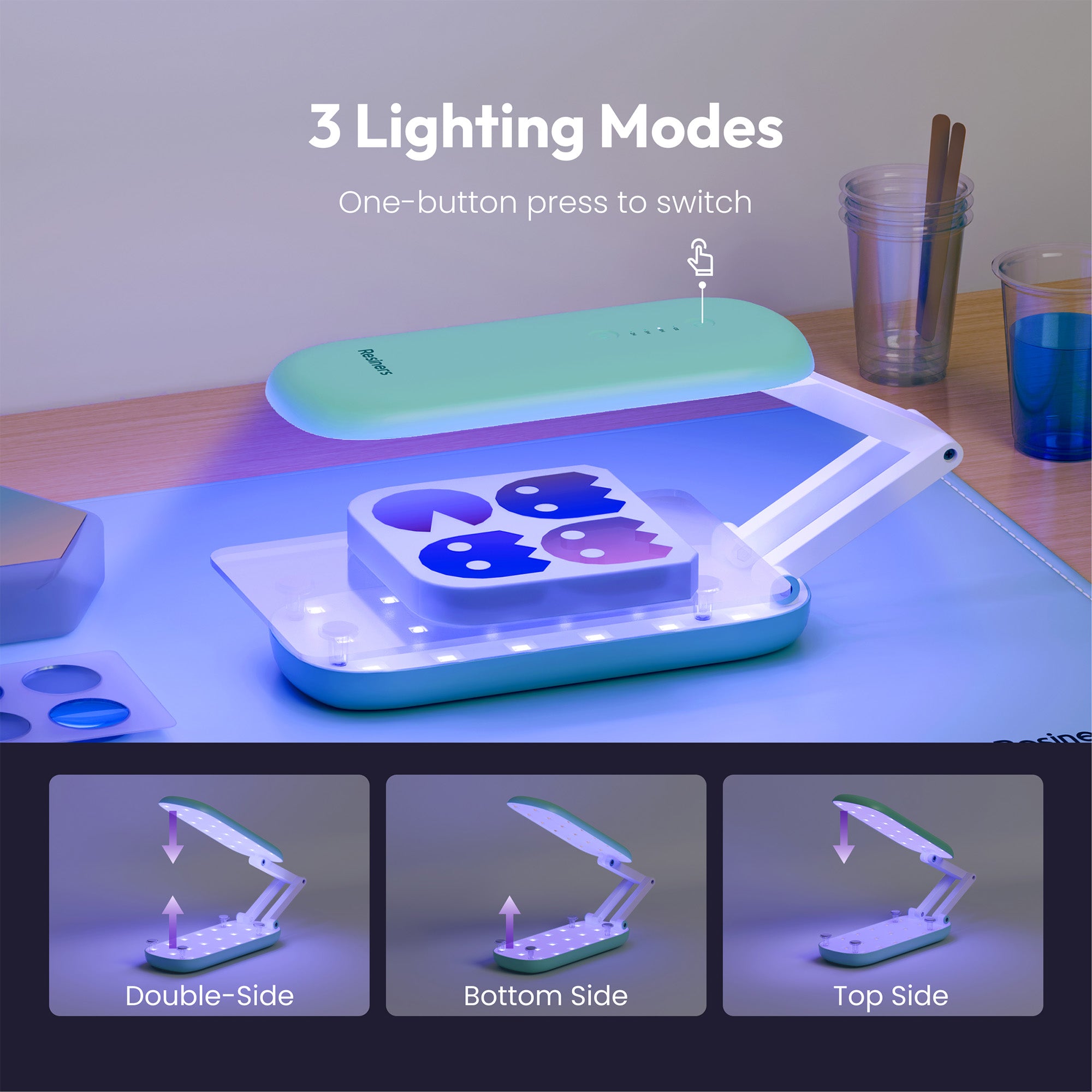 Resiners Double-Sided Foldable UV Light: Wireless 36 LED UV Resin