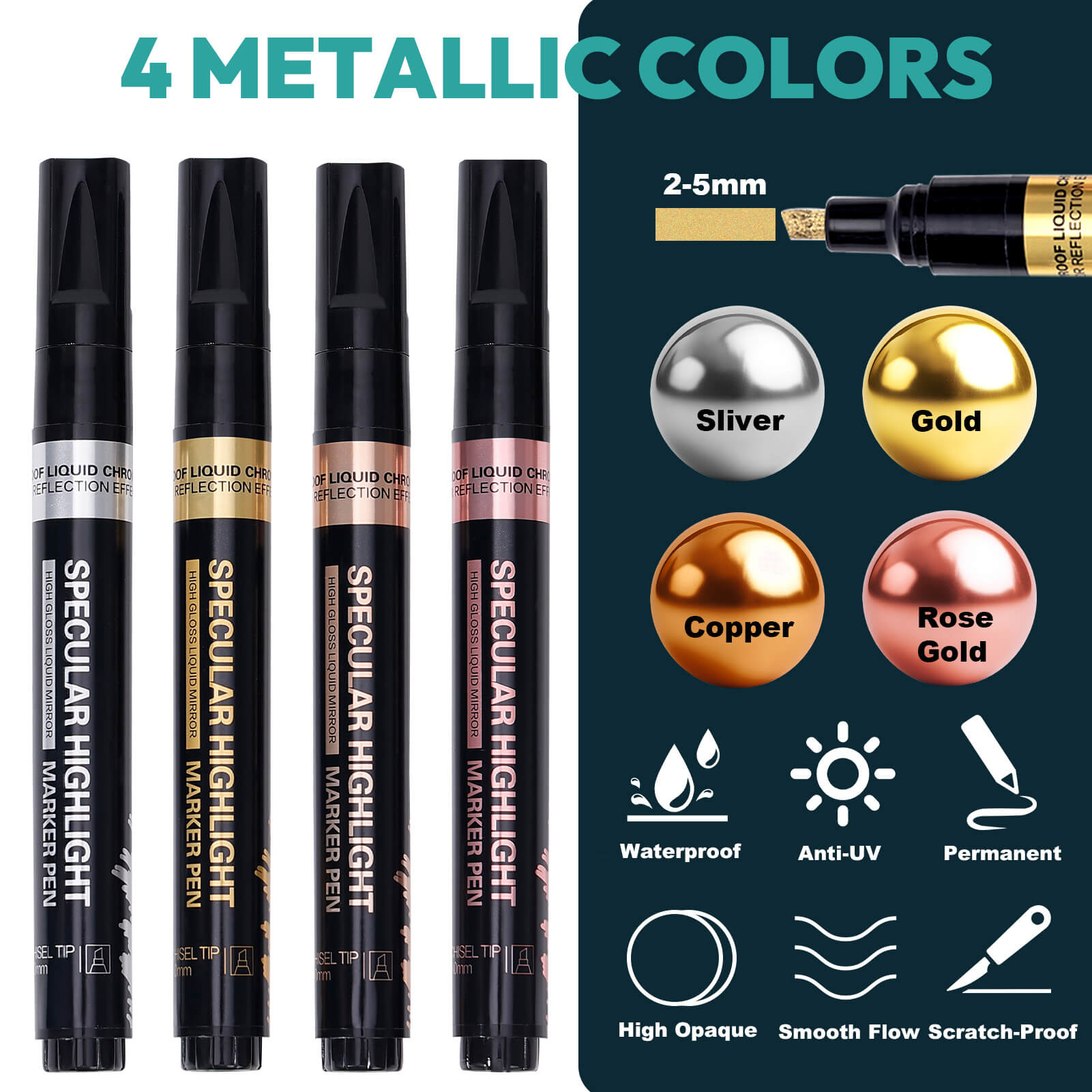 Resiners® Mirror Chrome Metallic Markers Pen