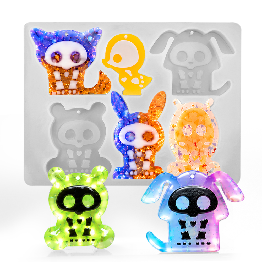 Resiners® 6-Cavity Animal Skull Resin Halloween Mold