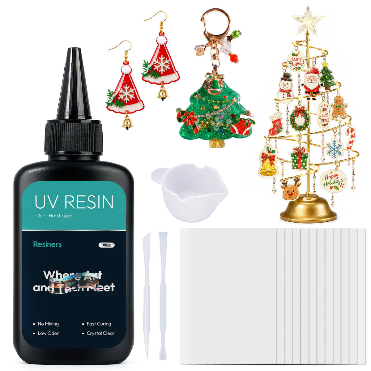 Resiners® 100g UV Resin & 12PCS Shrink Paper Kit for DIY Crafting & Casting