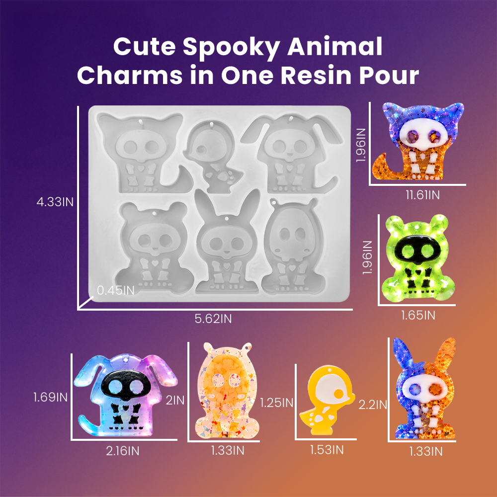 Resiners® 6-Cavity Animal Skull Resin Halloween Mold