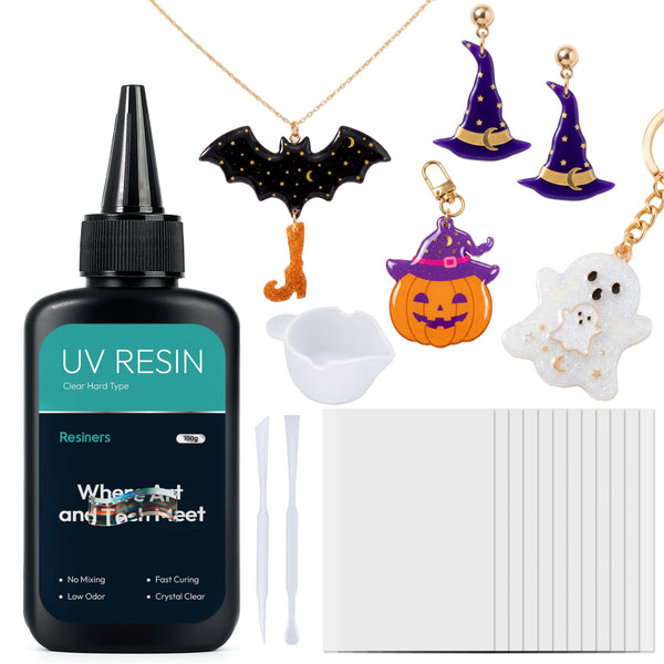 Resiners® 100g UV Resin & 12PCS Shrink Paper Kit for DIY Crafting & Casting