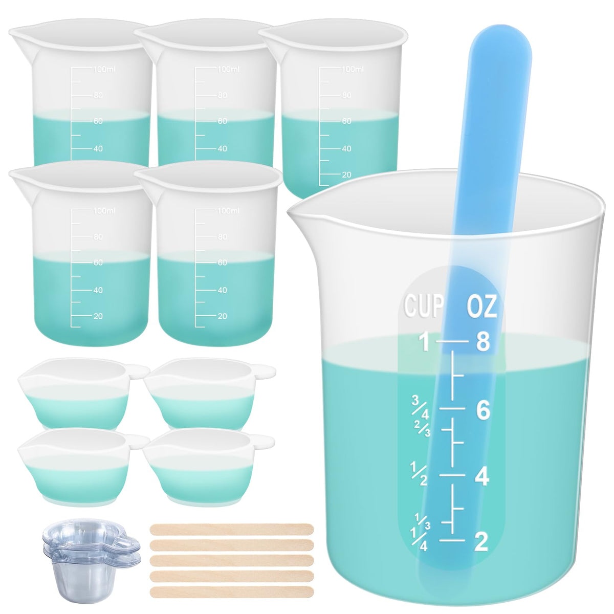 EIKS 3-Set 250-ml/1-Cup Silicone Measuring Cups with Marking for Cooking  Bakeware DIY Craft Painting