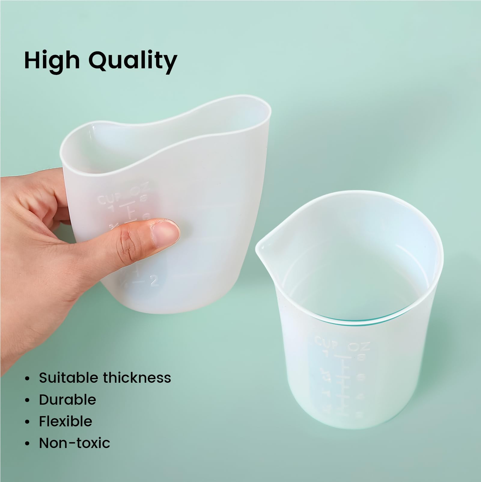 Creahaus 1000ML Large Silicone Measuring Cups for Resin, Easy to Read 36oz  Silicone Mixing Bowl with 100ML Silicone Resin Mixing Cup, Easy Clean
