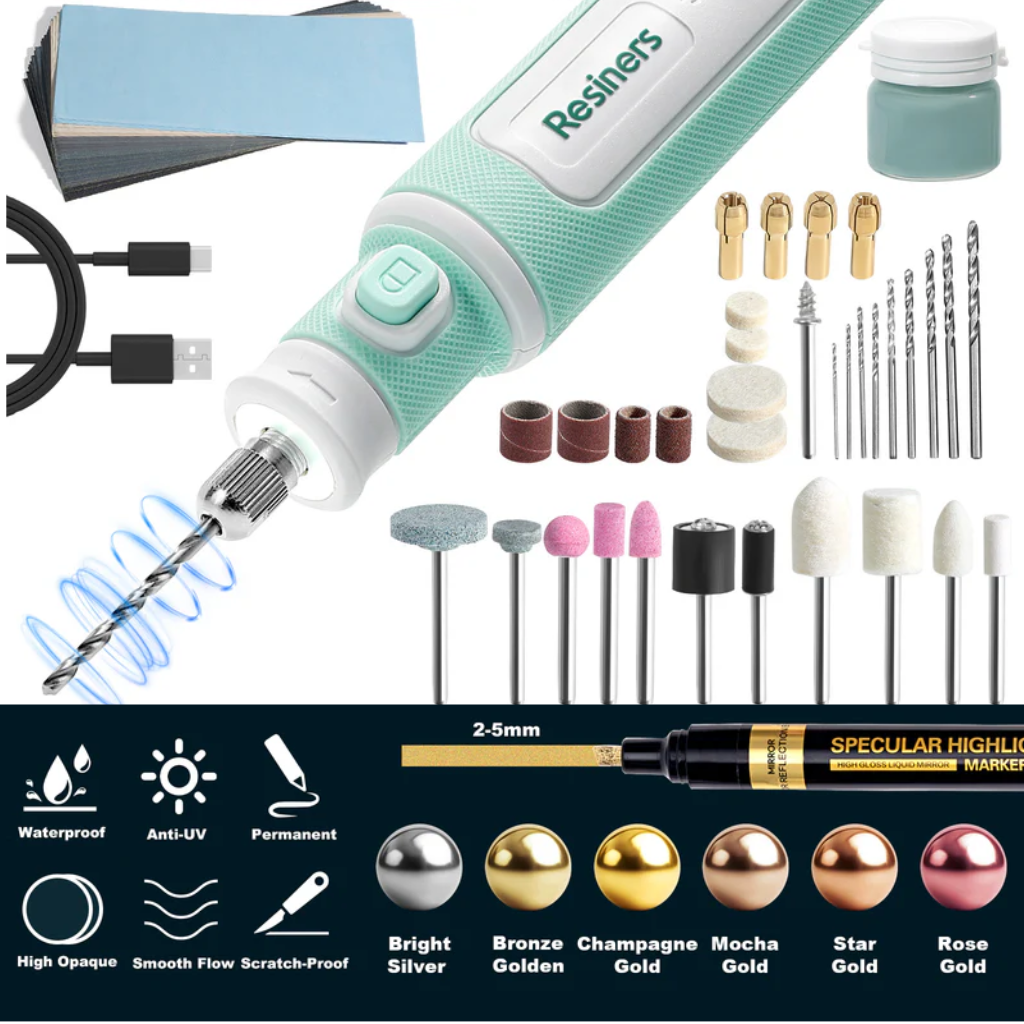 Resiners® Cordless Rotary Tool Kit for Resin Drilling and Polishing