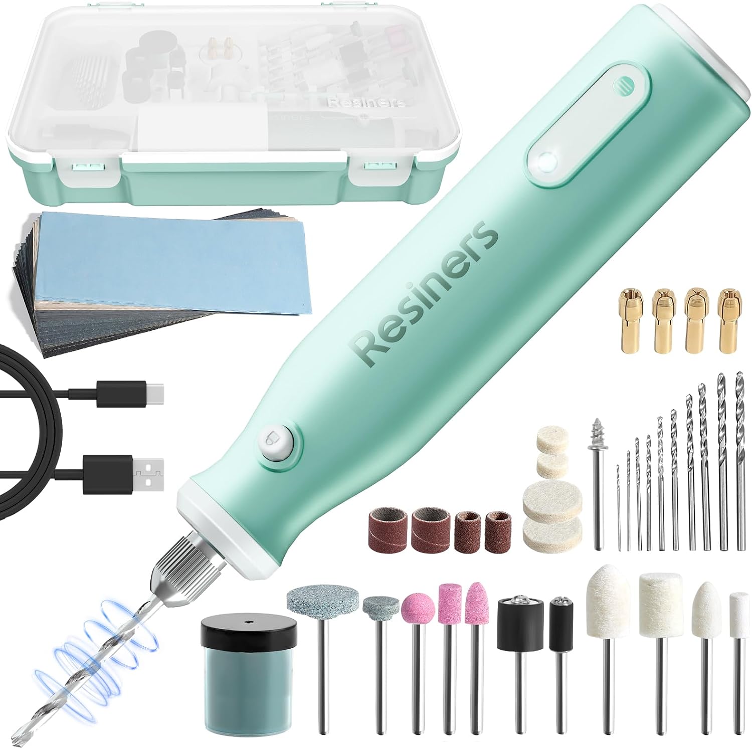Resiners® Cordless Rotary Tool Kit for Resin Drilling and Polishing