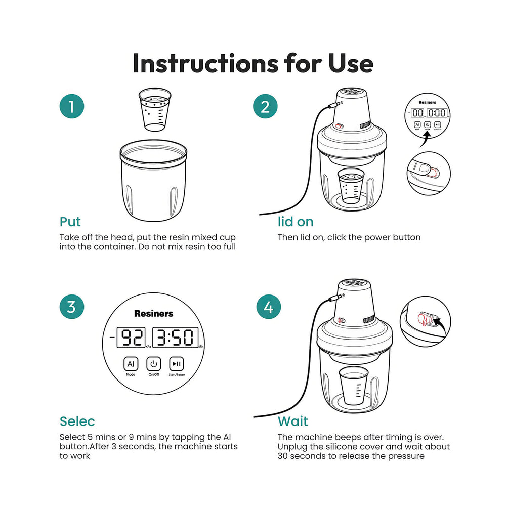 Resiners Hars Bubble Remover met UK Plug, 10 minuten verwijderen 99% luchtbellen, 95 kPa vacuüm ontgassingskamer, compacte airless Lite machine voor epoxyhars mallen gieten, siliconen, UV-hars Resiners Hars Bubble Remover met UK Plug, 10 minuten verwijderen 99% luchtbellen, 95 kPa vacuüm ontgassingskamer, compacte airless Lite machine voor epoxyhars mallen gieten, siliconen, UV-hars