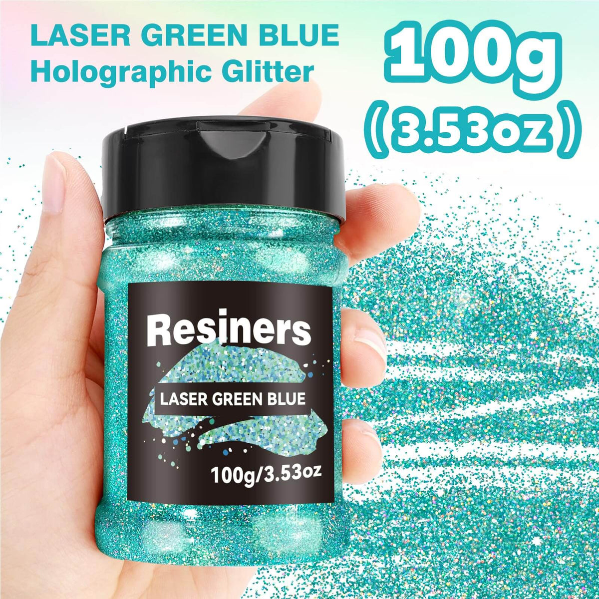 Resiners® Holographic Ultra Fine Glitter Powder 3.53oz/100g, 1/128