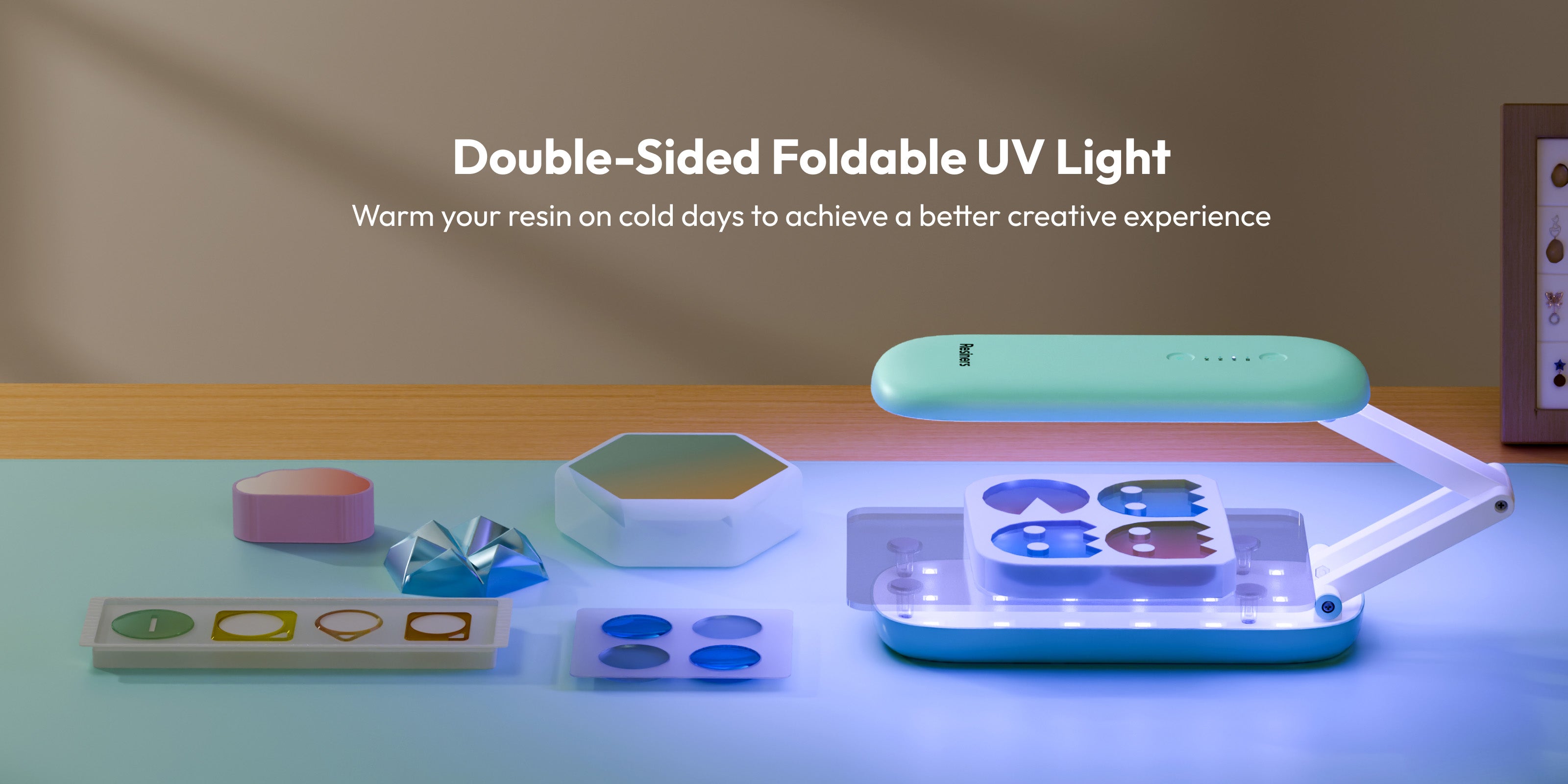 Resiners Double-Sided Foldable UV Light: Wireless 36 LED UV Resin