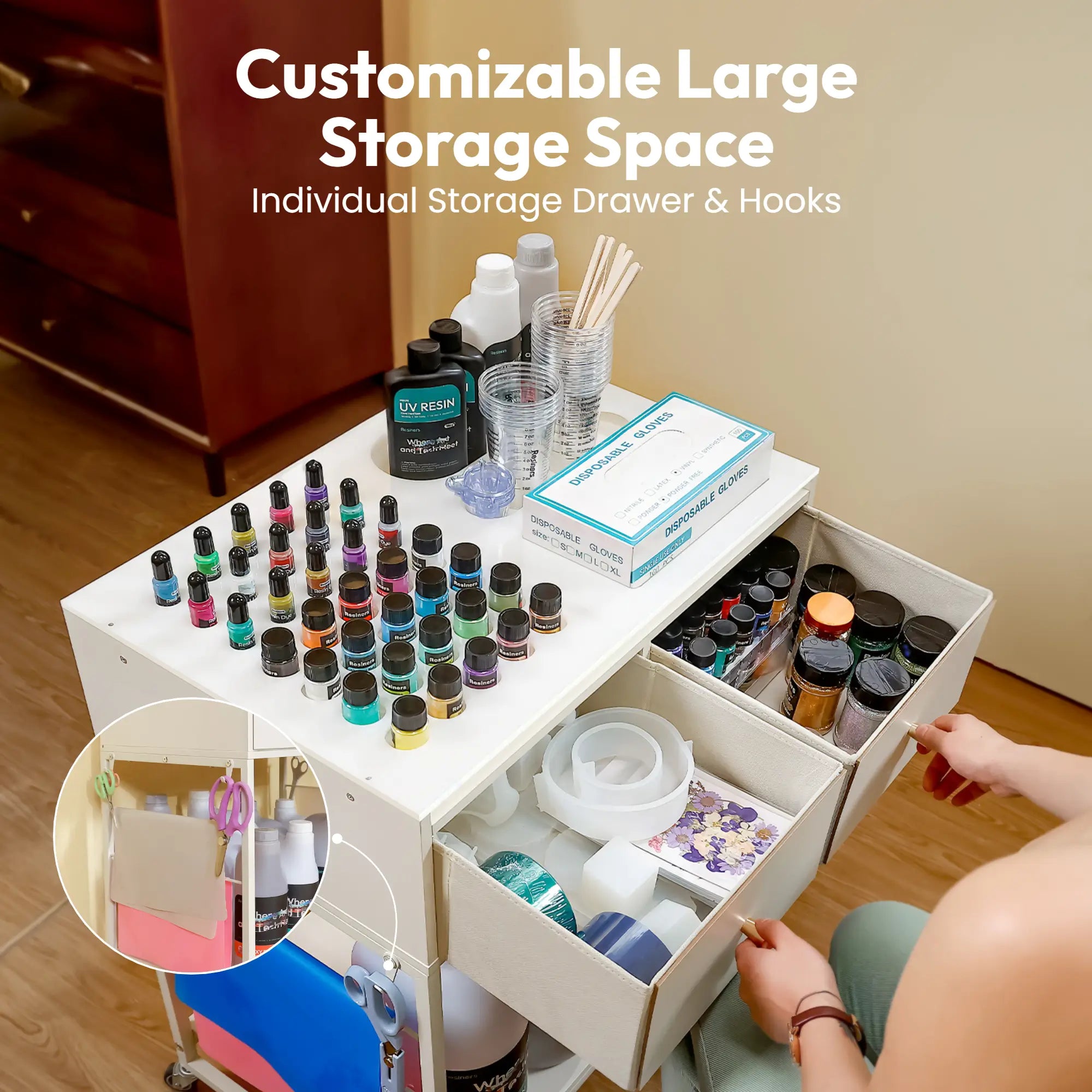 Resiners Resin Craft Organizer Cart with Wheels