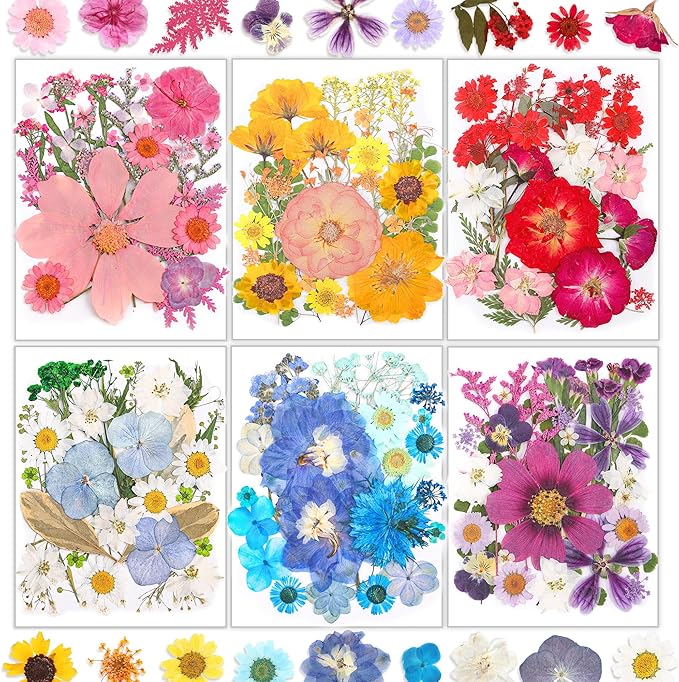 Resiners 170Pcs Dried Pressed Flowers