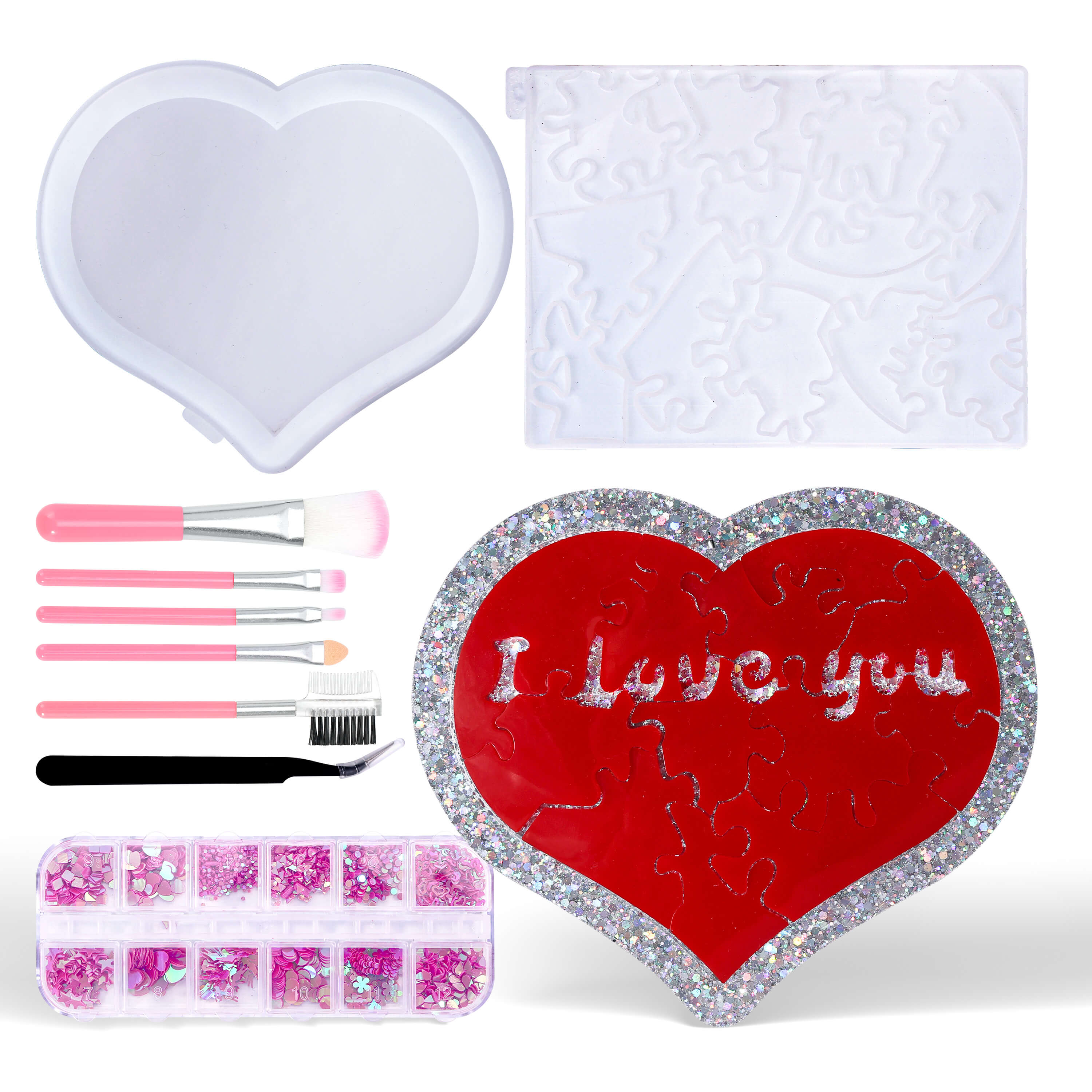 Resiners® Jigsaw Heart Silicone Mold DIY Craft Kit