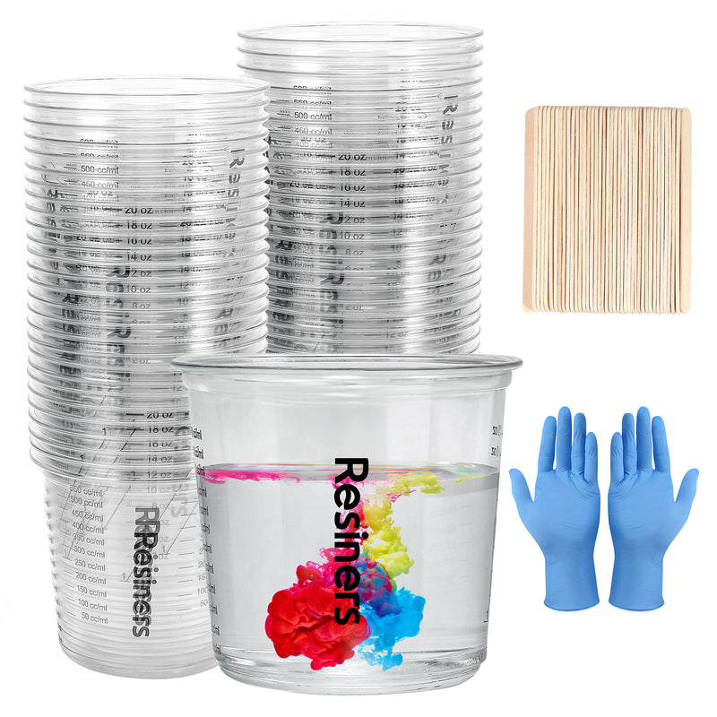 Mixing cups and stir sticks for resin