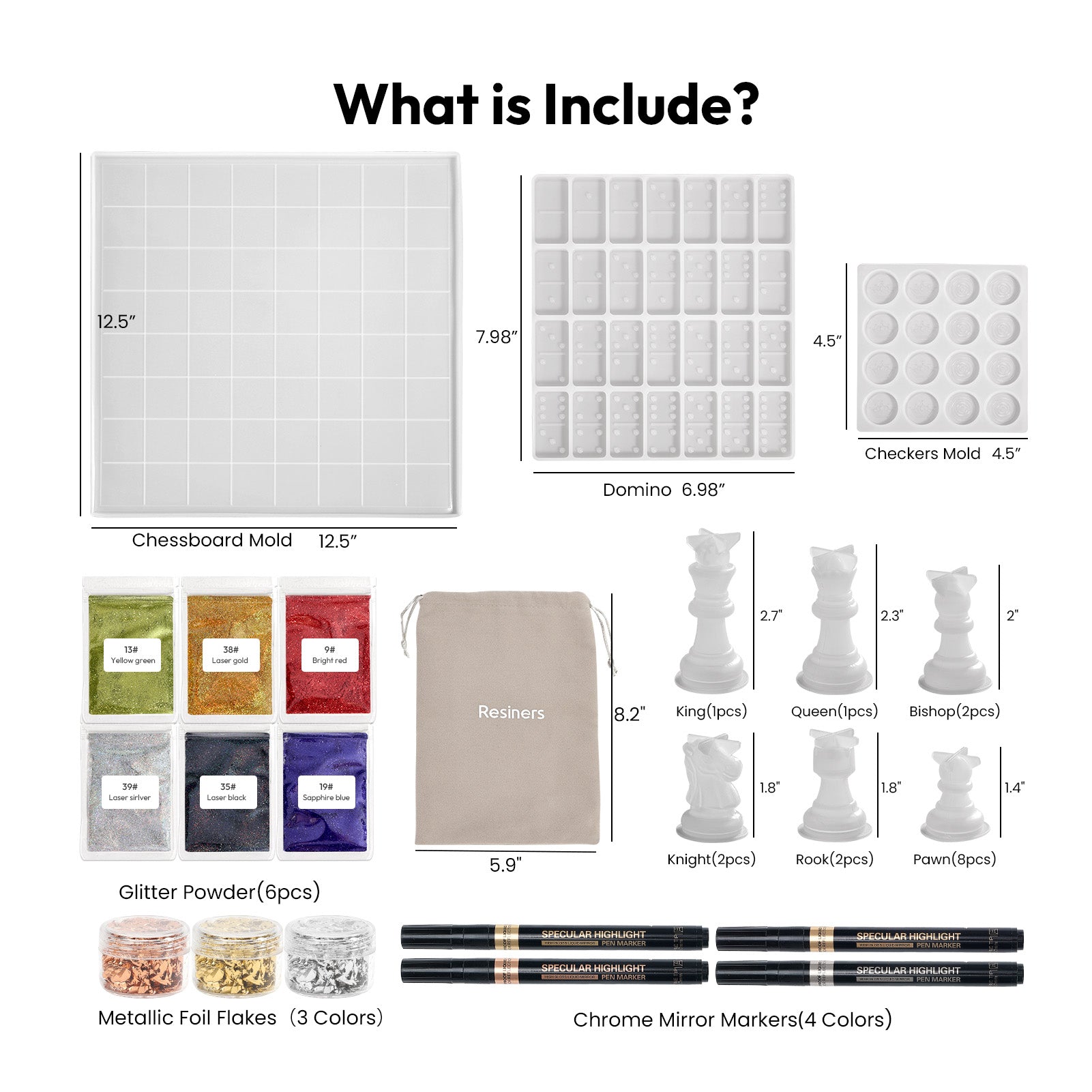 Resiners Chess Domino Molds Kit for Resin Casting