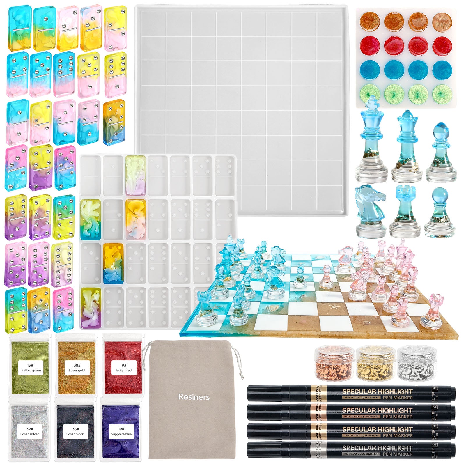 Resiners Chess Domino Molds Kit for Resin Casting