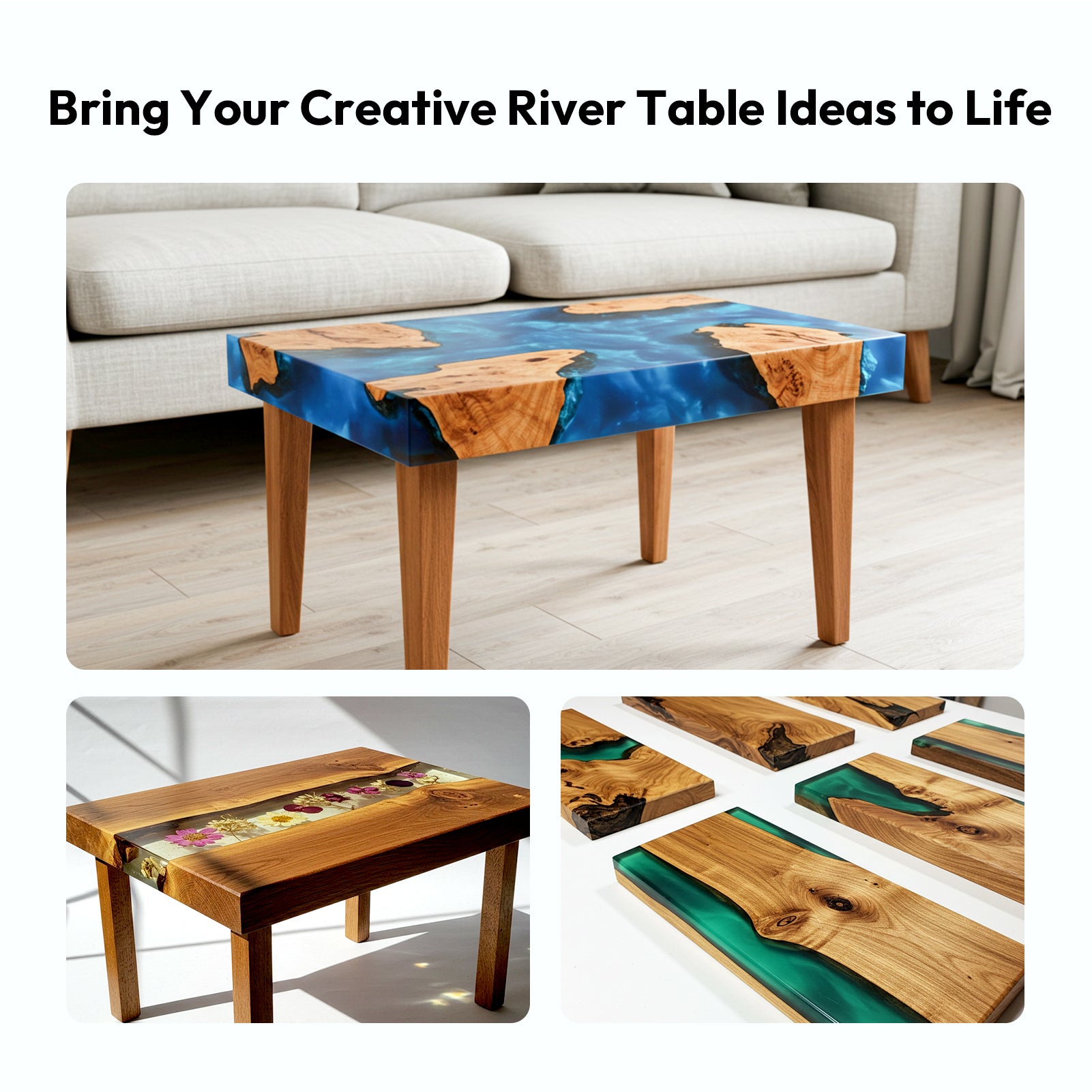 Resiners 2-Piece River Table Epoxy Mold with Adjustable Divide