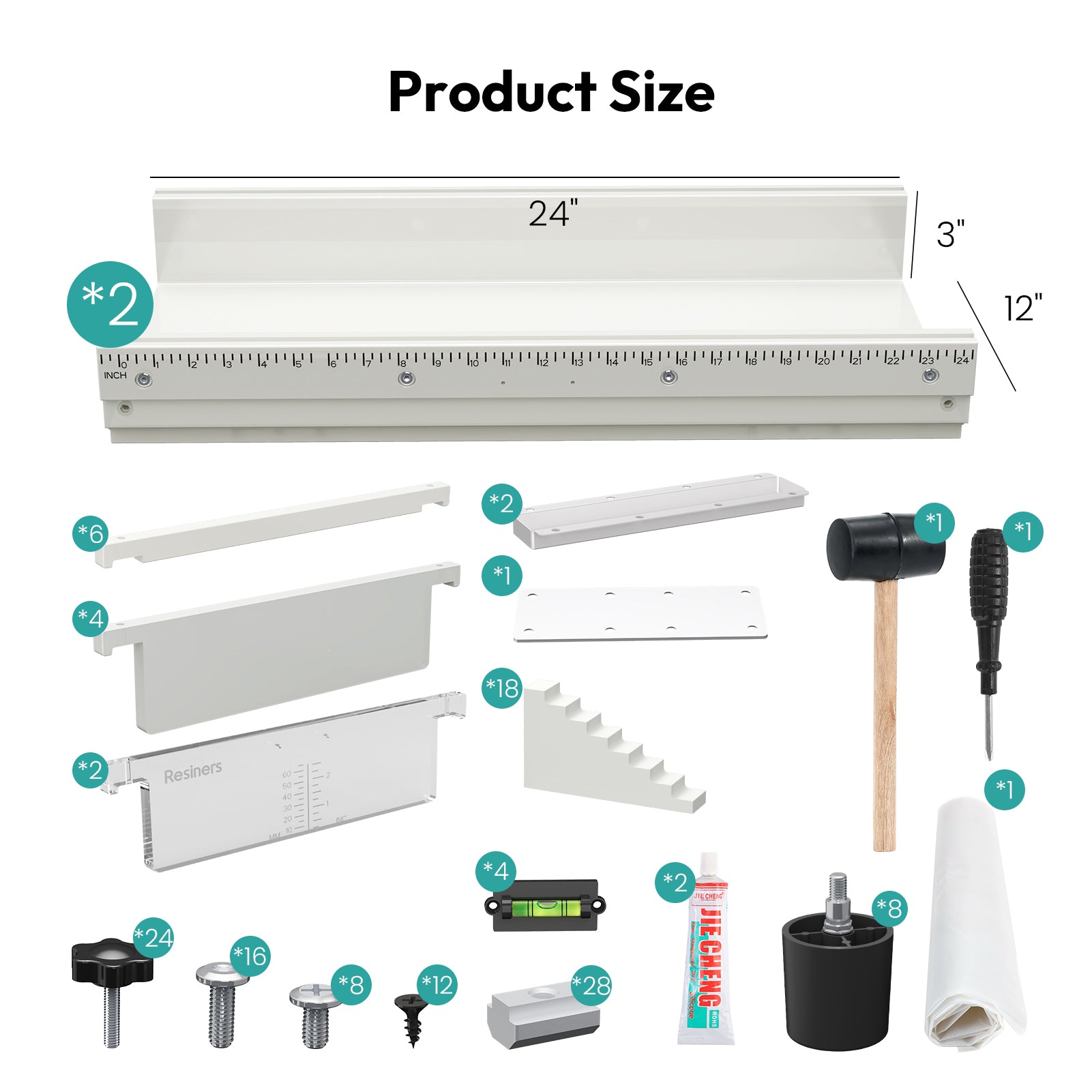Resiners 2-Piece River Table Epoxy Mold with Adjustable Divide