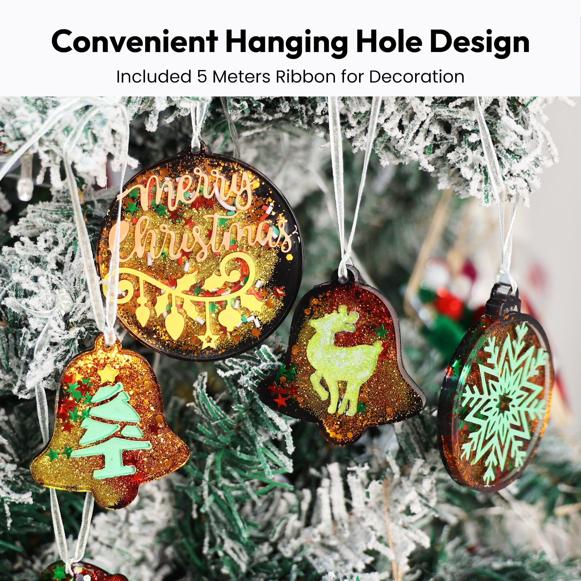 Resiners® Christmas Ornament Resin Molds with Gold Ribbon