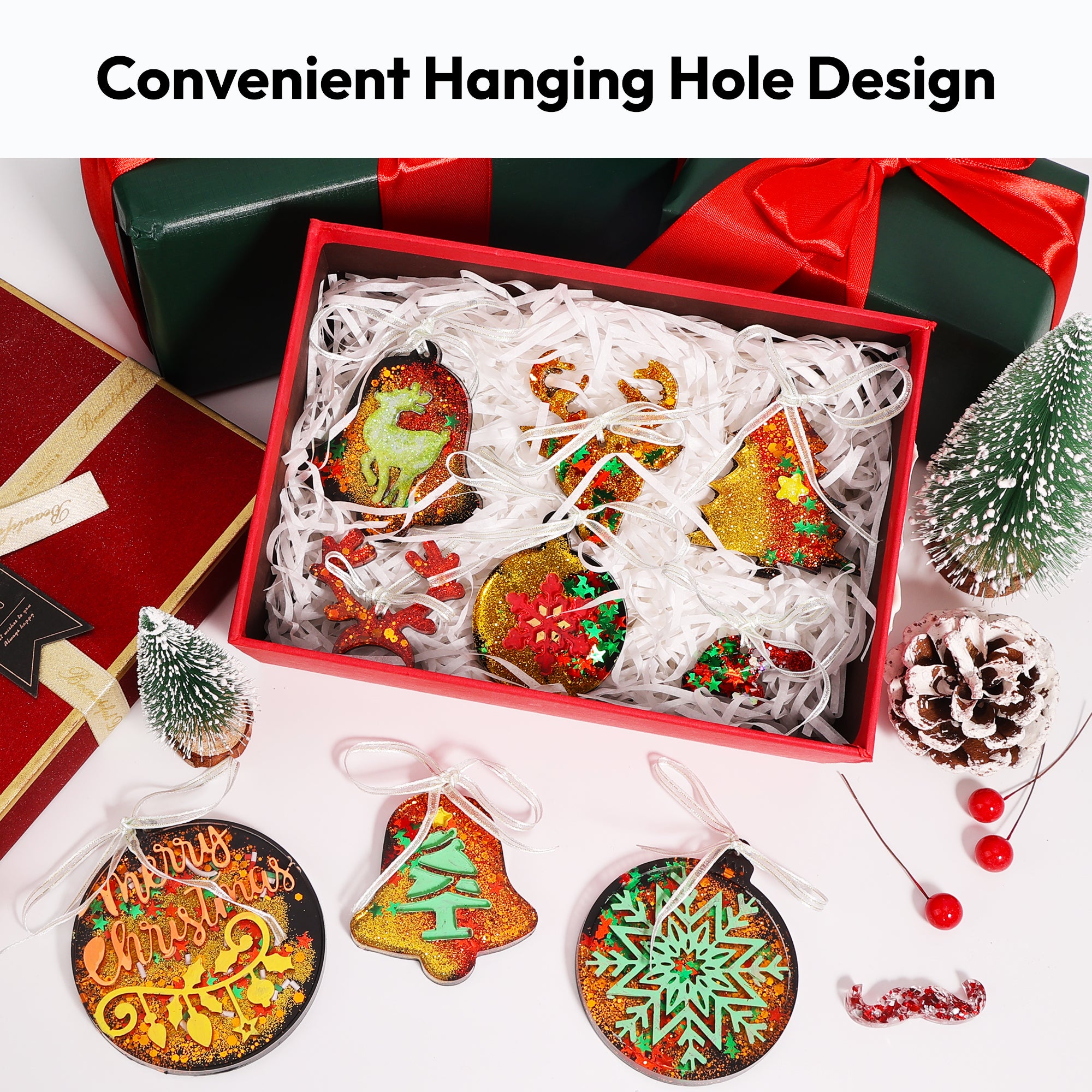 Resiners® Christmas Ornament Resin Molds with Gold Ribbon