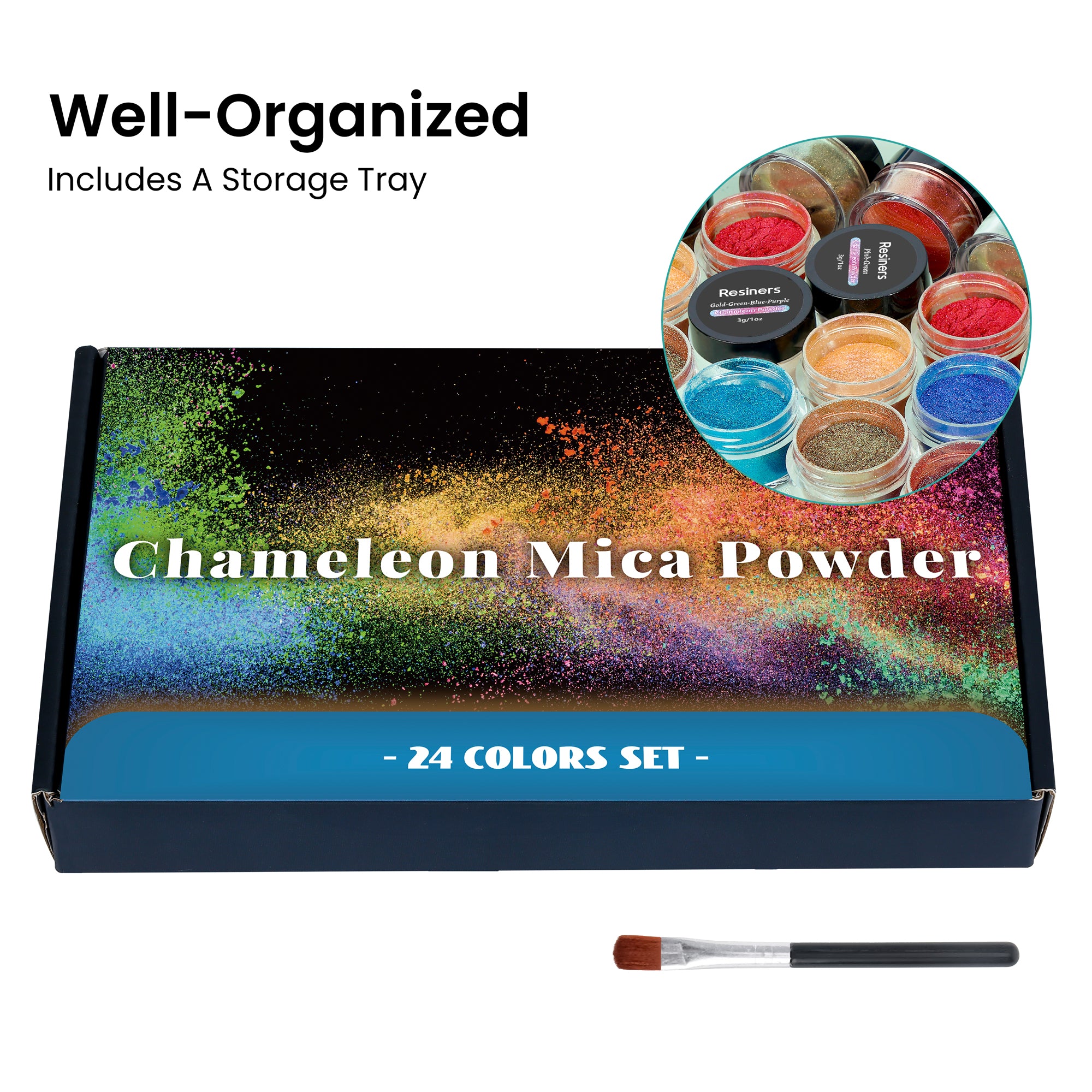 Resiners® 24 Colors Chameleon Mica Powder Set - 0.1oz(3g)/Bottle