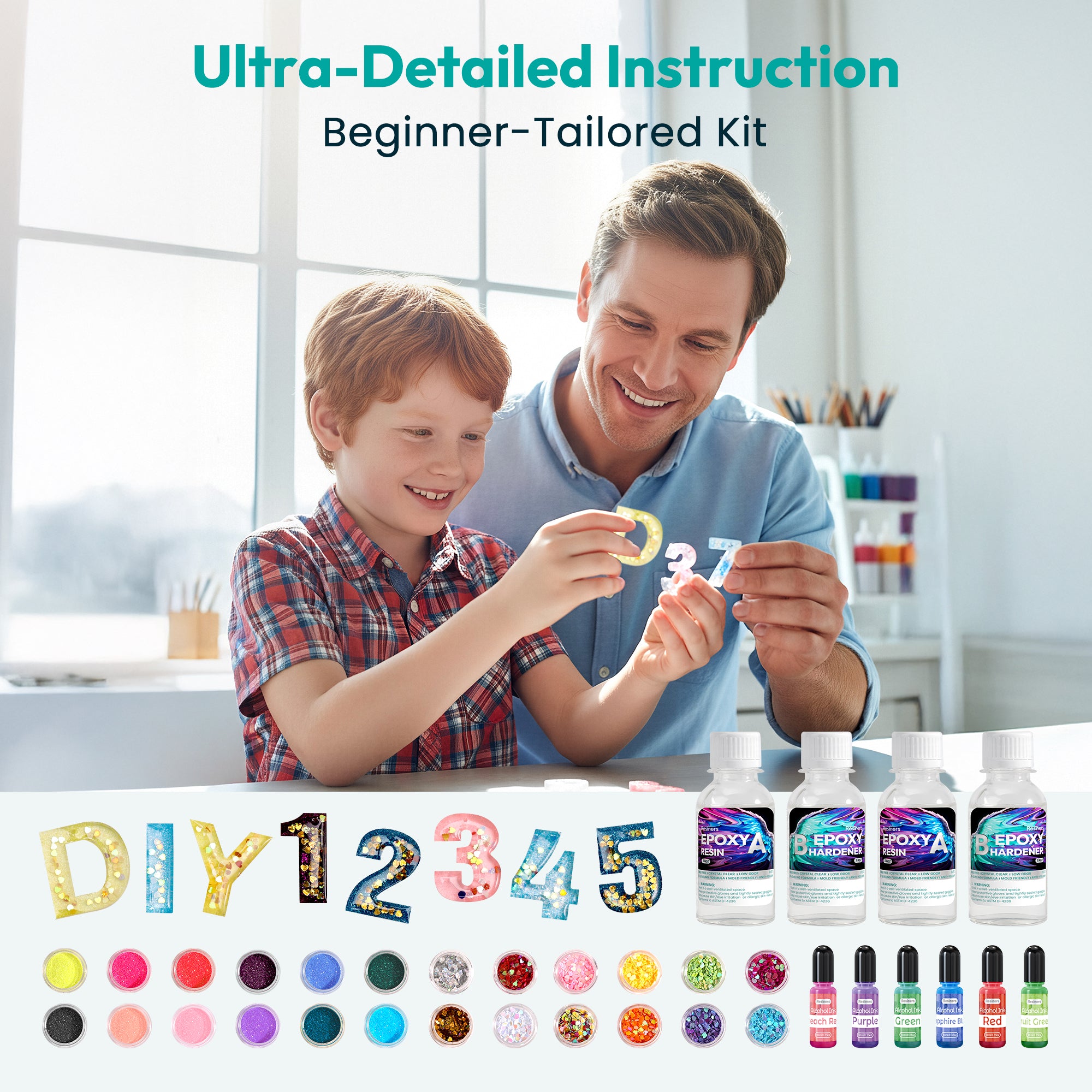 Resiners® Alphabet Resin Starter Kit for Beginners Complete Kit with M