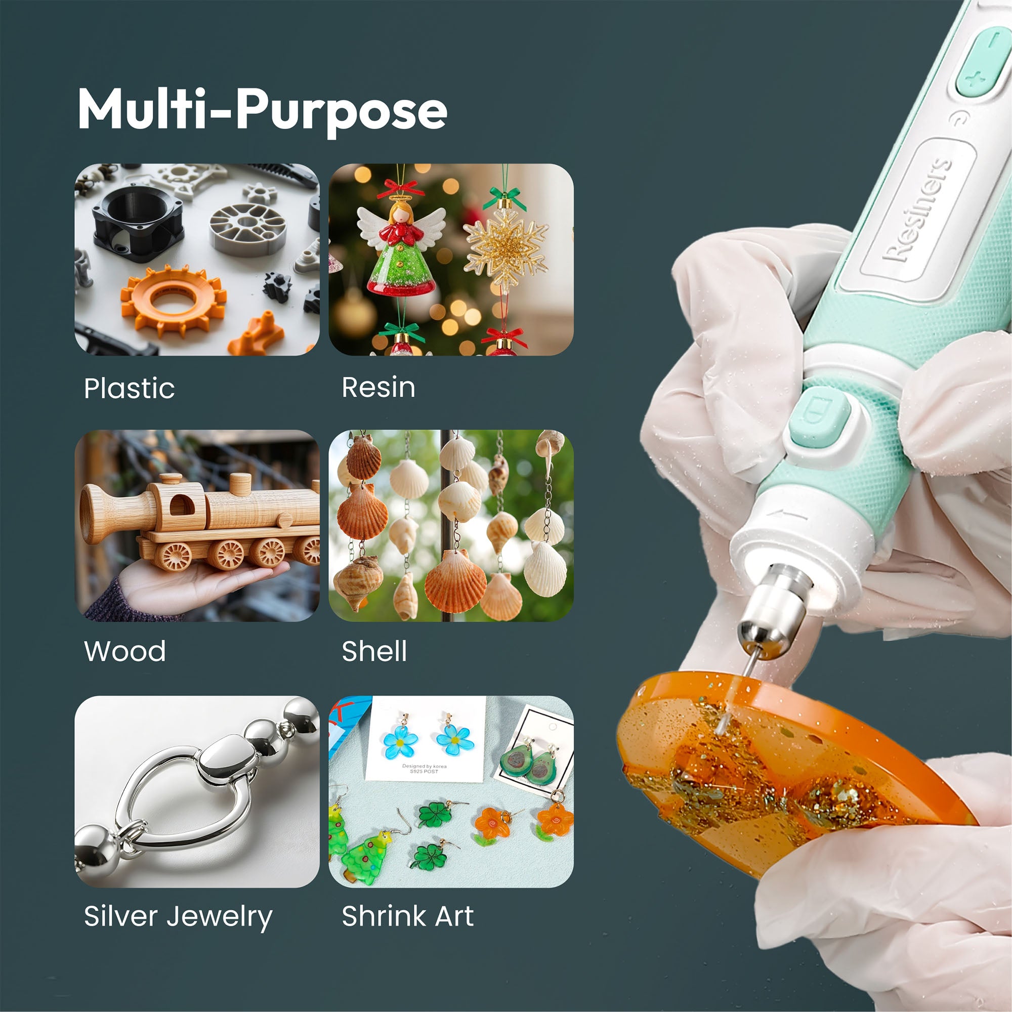 Resiners® Cordless Rotary Tool Kit for Resin Drilling and Polishing