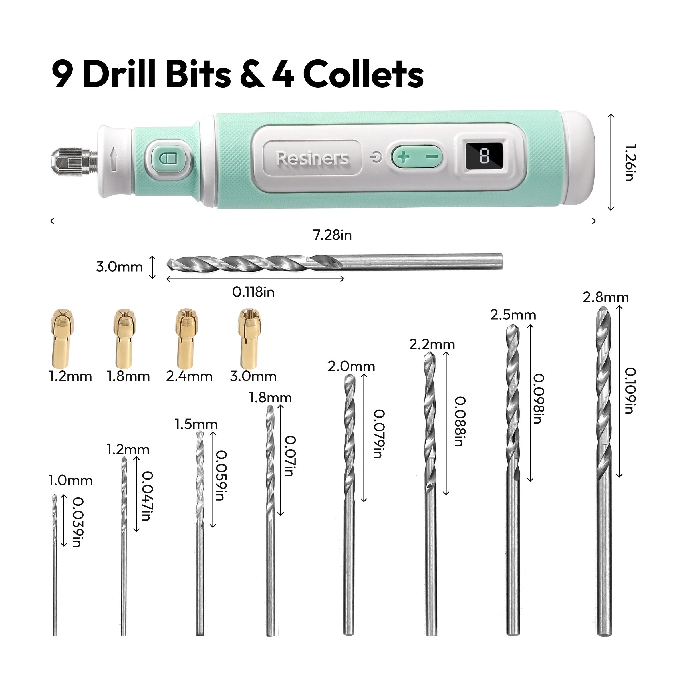 Resiners® Cordless Rotary Tool Kit for Resin Drilling and Polishing